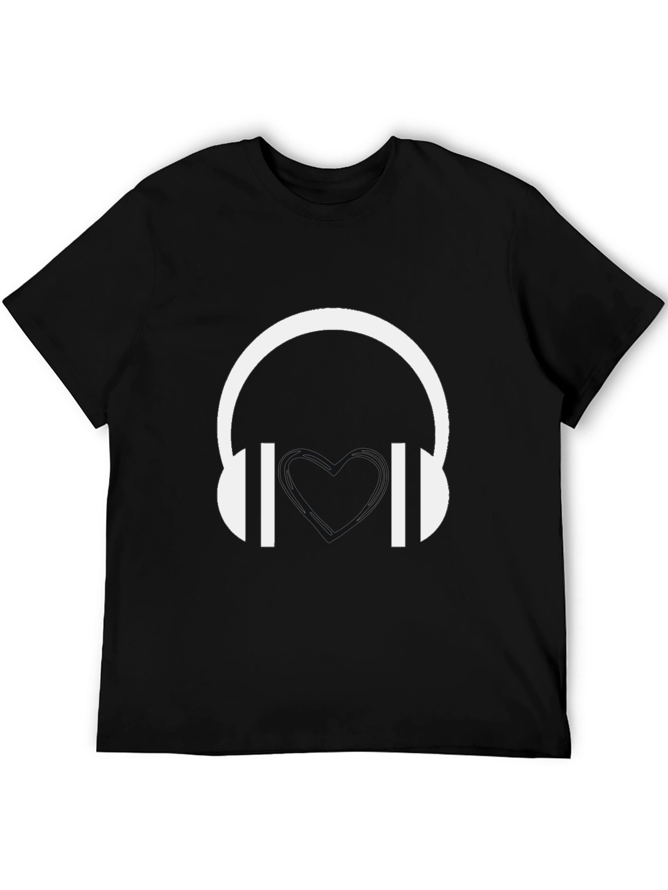 Headphones Graphic Tee - Black Cotton Blend