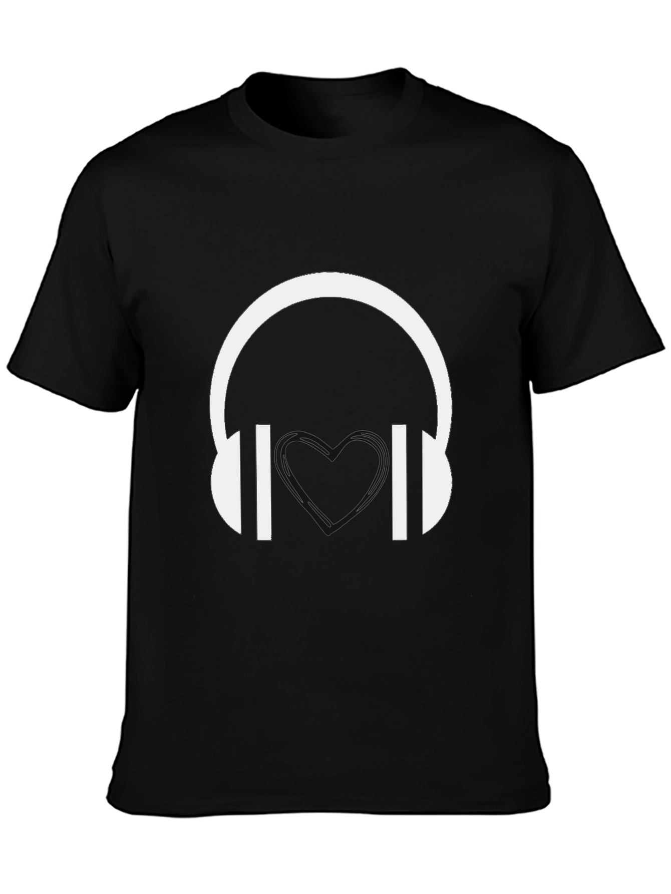 Headphones Graphic Tee - Black Cotton Blend