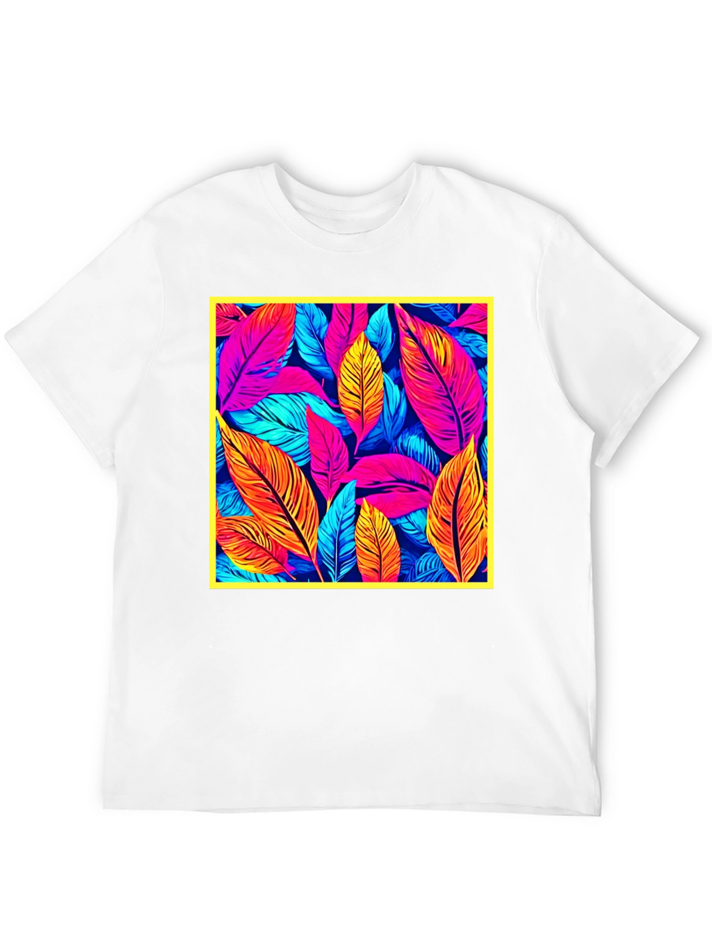 Tropical Leaf Print Black T-Shirt