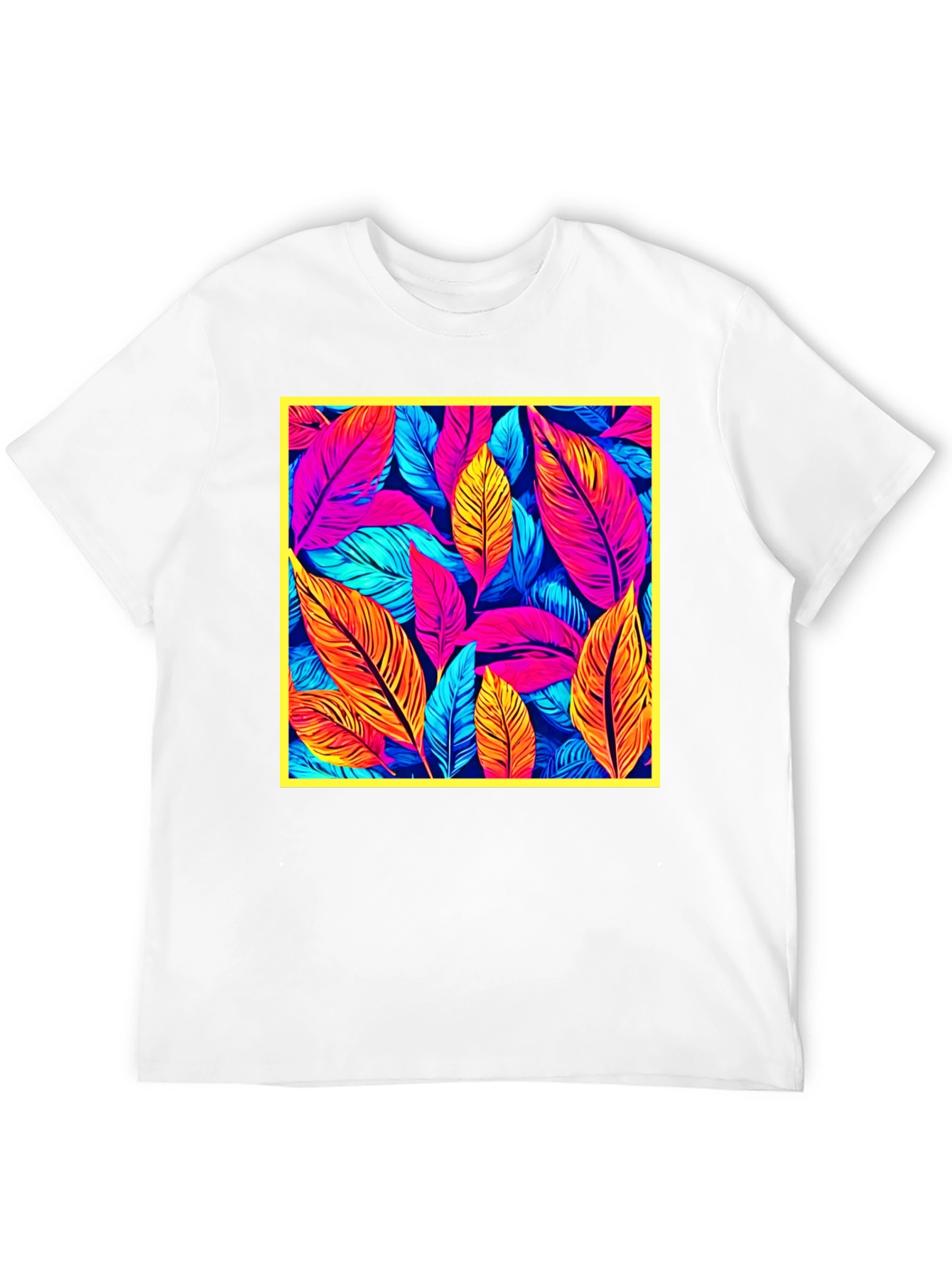 Tropical Leaf Print Black T-Shirt