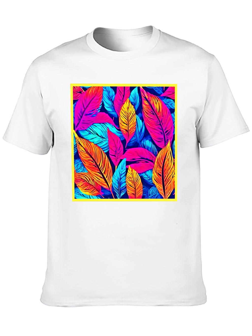 Tropical Leaf Print Black T-Shirt