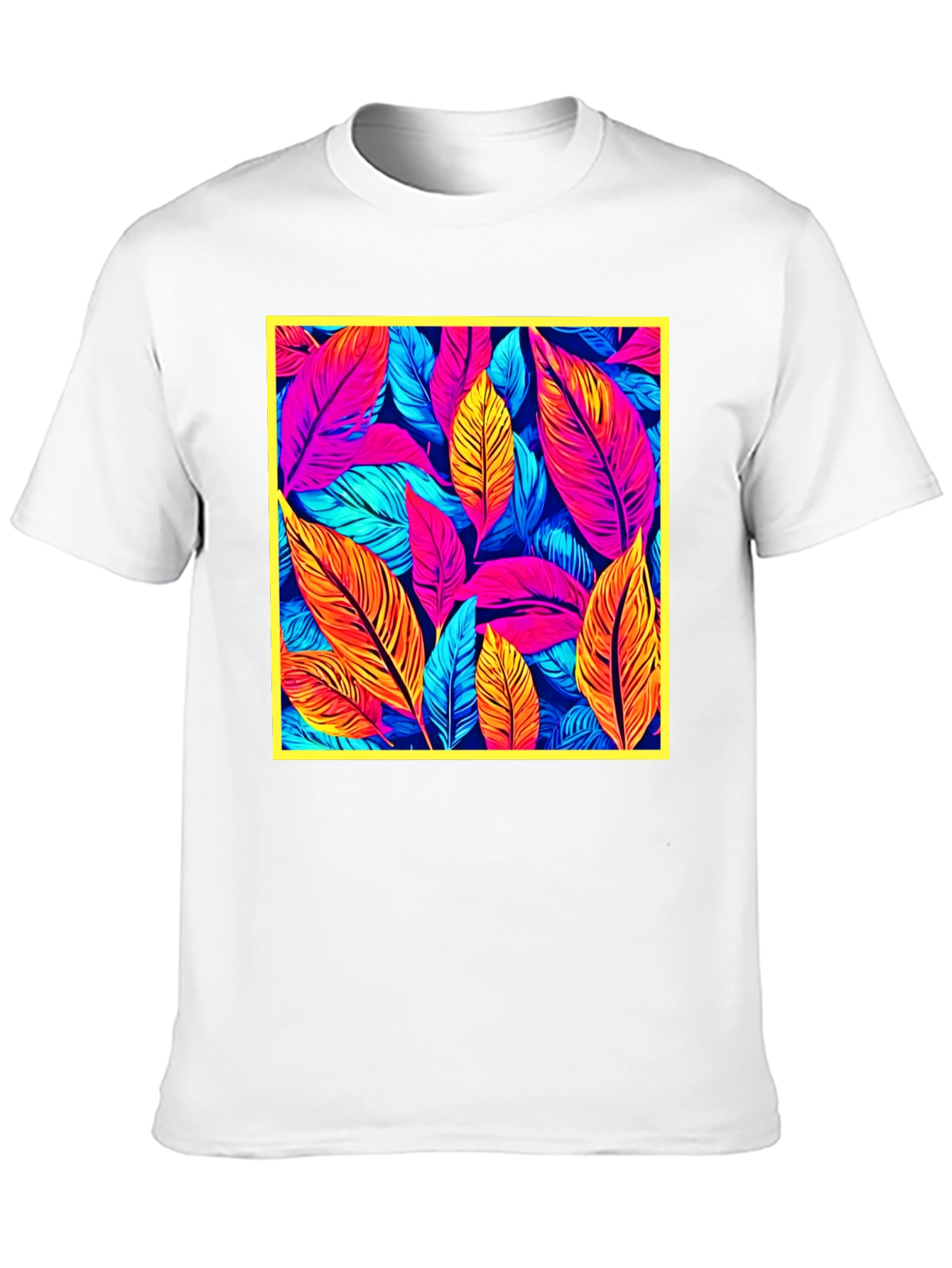 Tropical Leaf Print Black T-Shirt