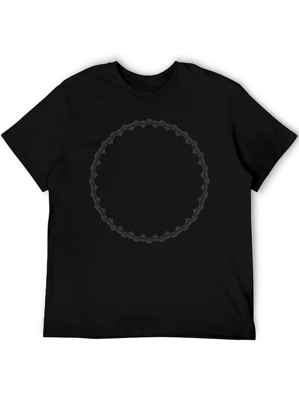 Black Tee with Decorative Circular Design