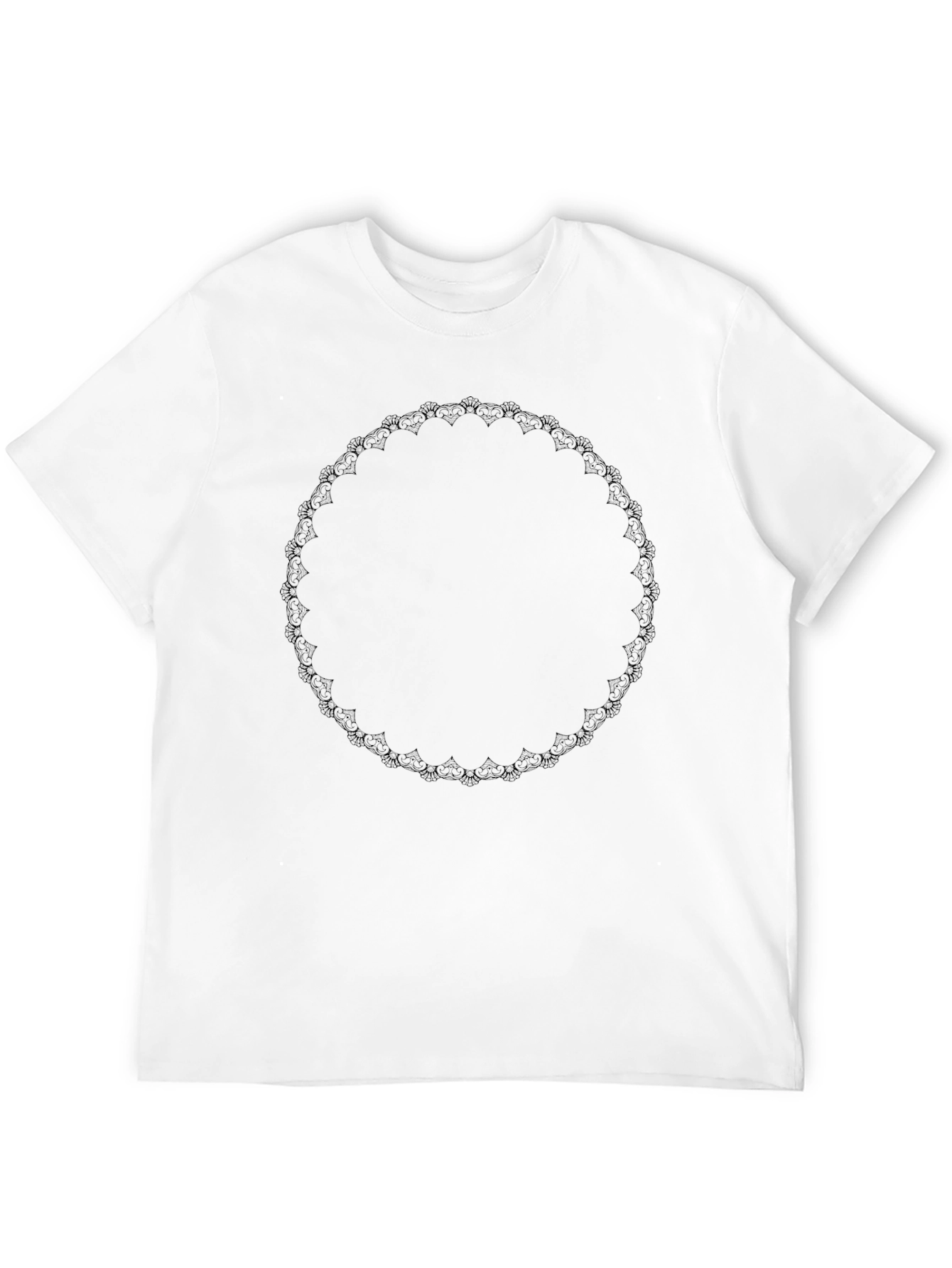 Black Tee with Decorative Circular Design