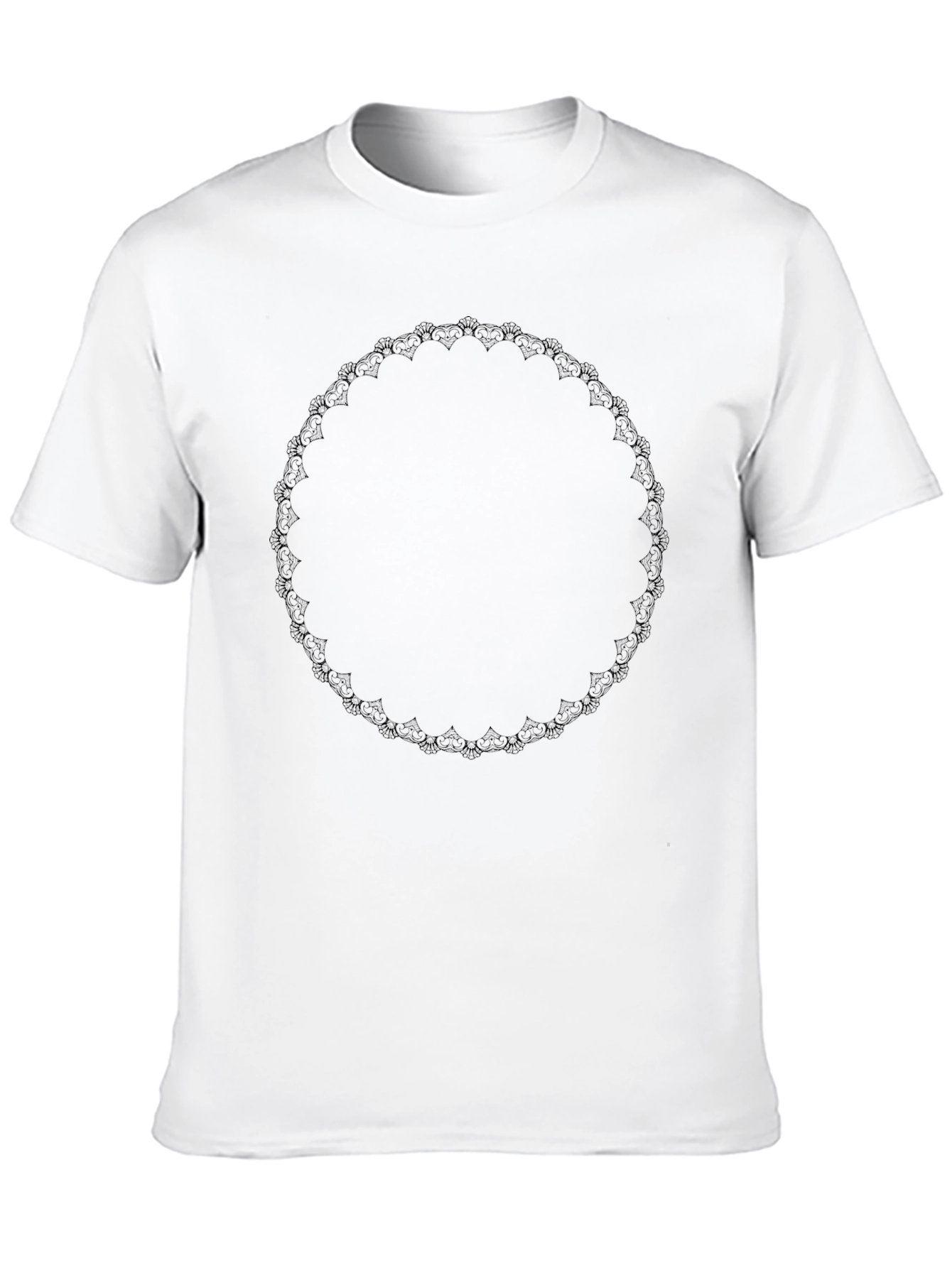 Black Tee with Decorative Circular Design