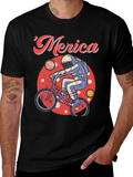 Retro Merica Spaceman on Bike T-Shirt