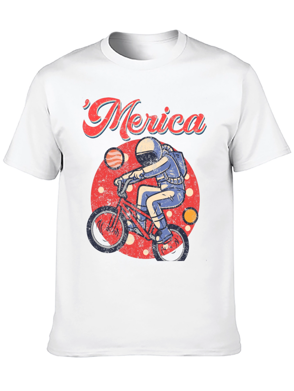 Retro Merica Spaceman on Bike T-Shirt