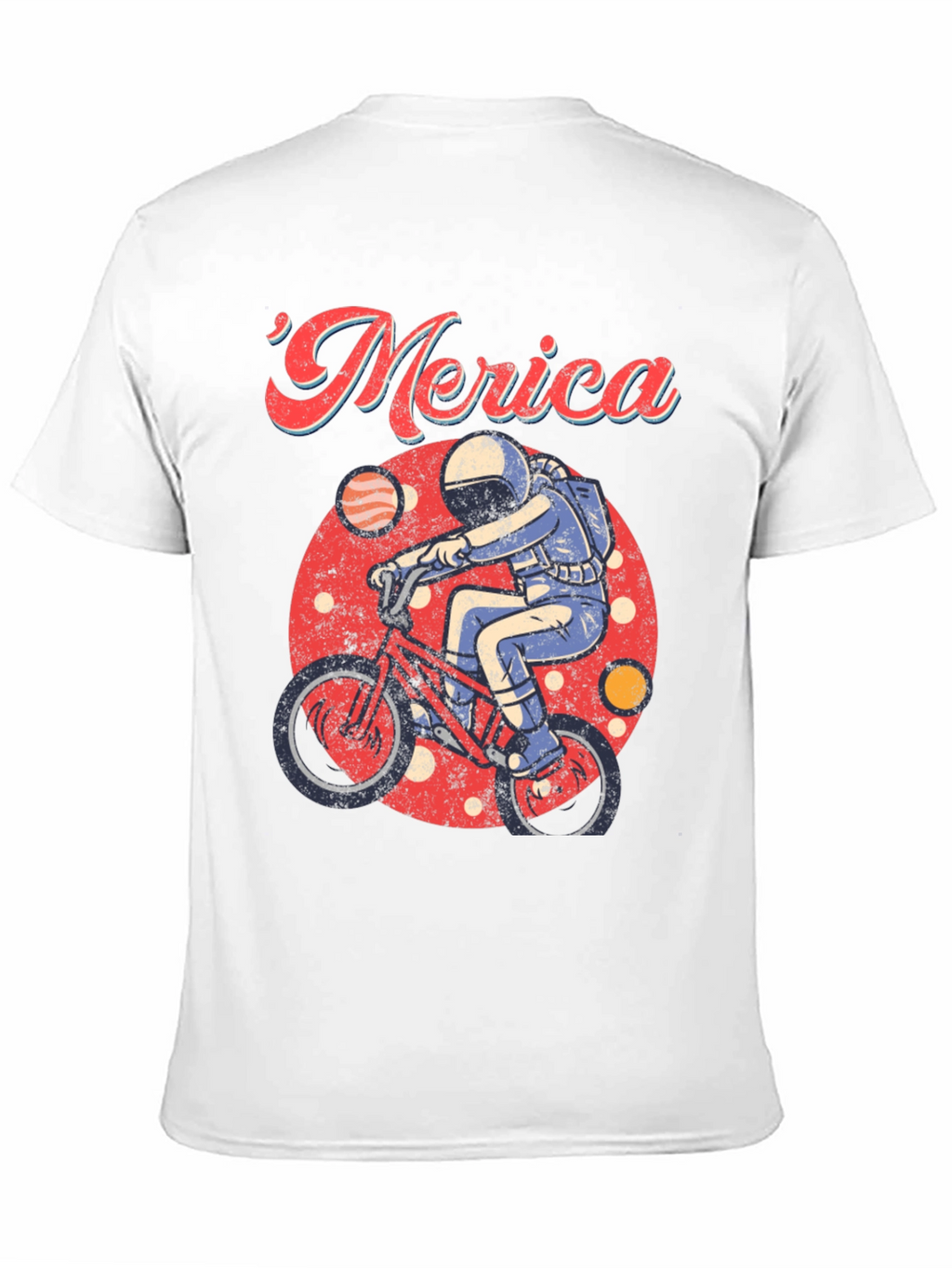 Retro Merica Spaceman on Bike T-Shirt