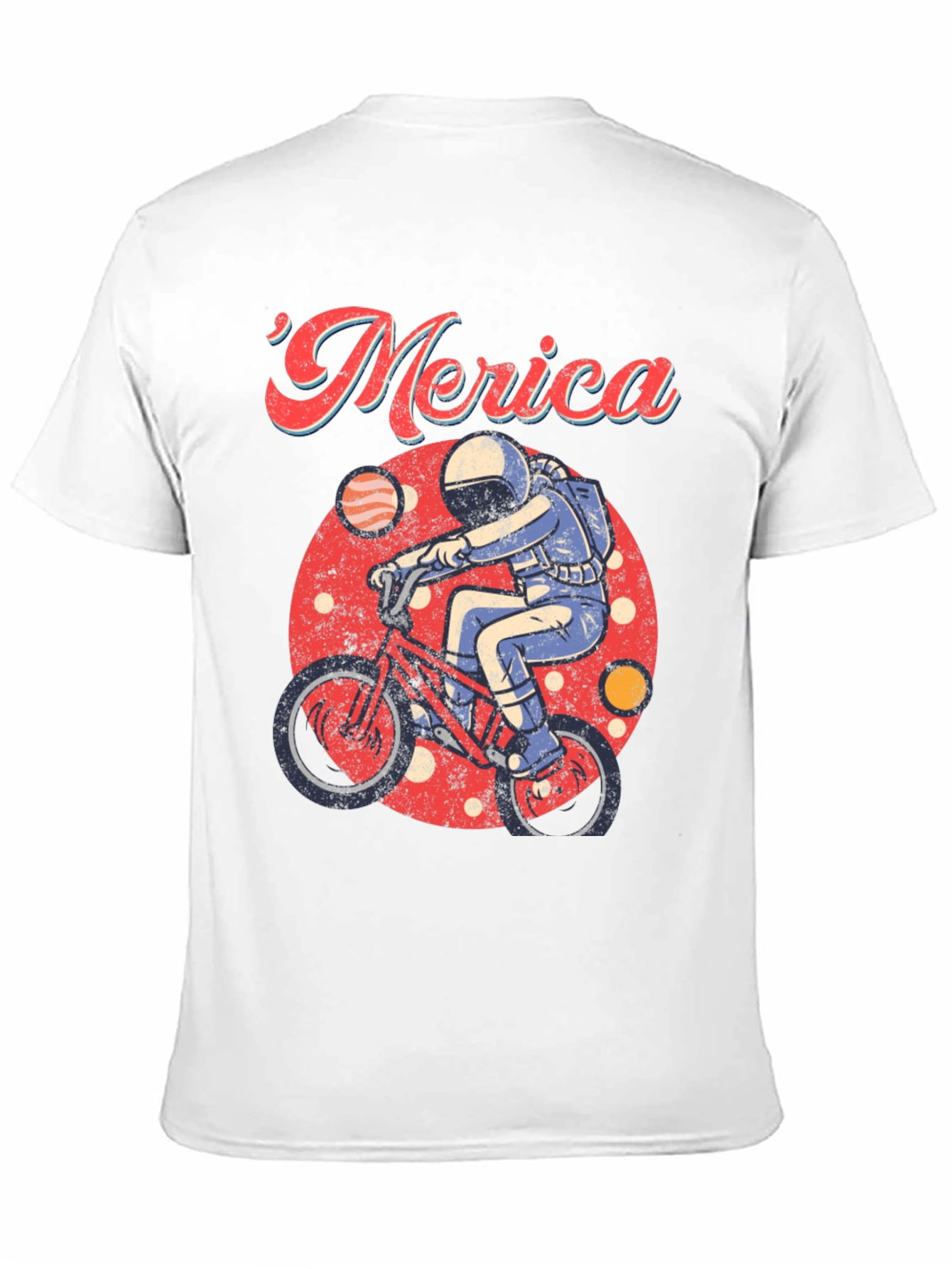 Retro Merica Spaceman on Bike T-Shirt