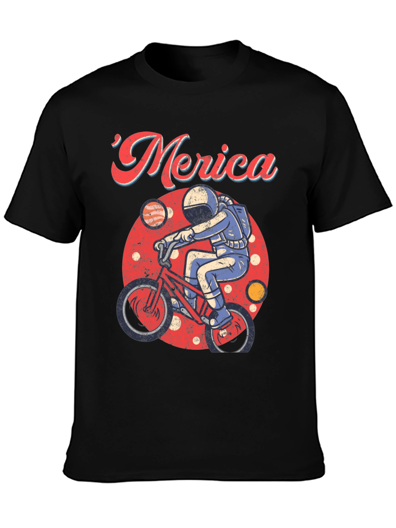 Retro Merica Spaceman on Bike T-Shirt