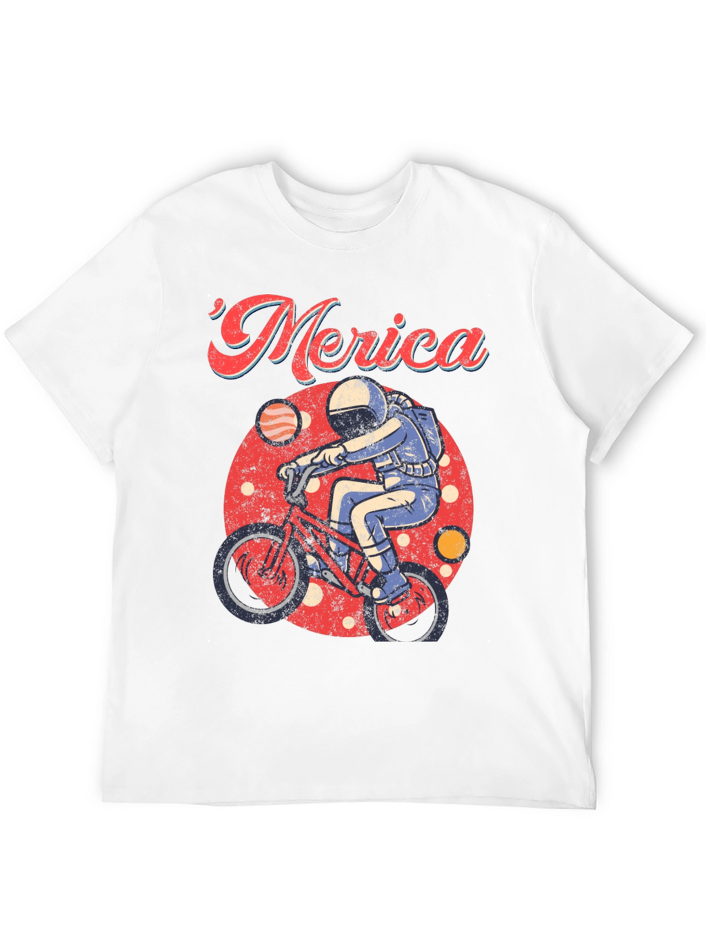 Retro Merica Spaceman on Bike T-Shirt