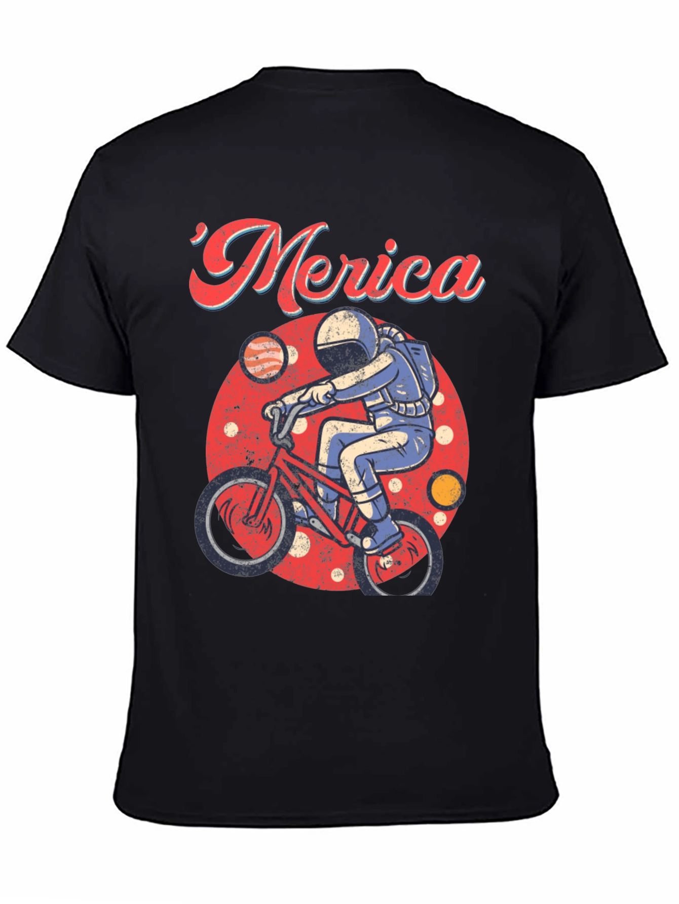 Retro Merica Spaceman on Bike T-Shirt
