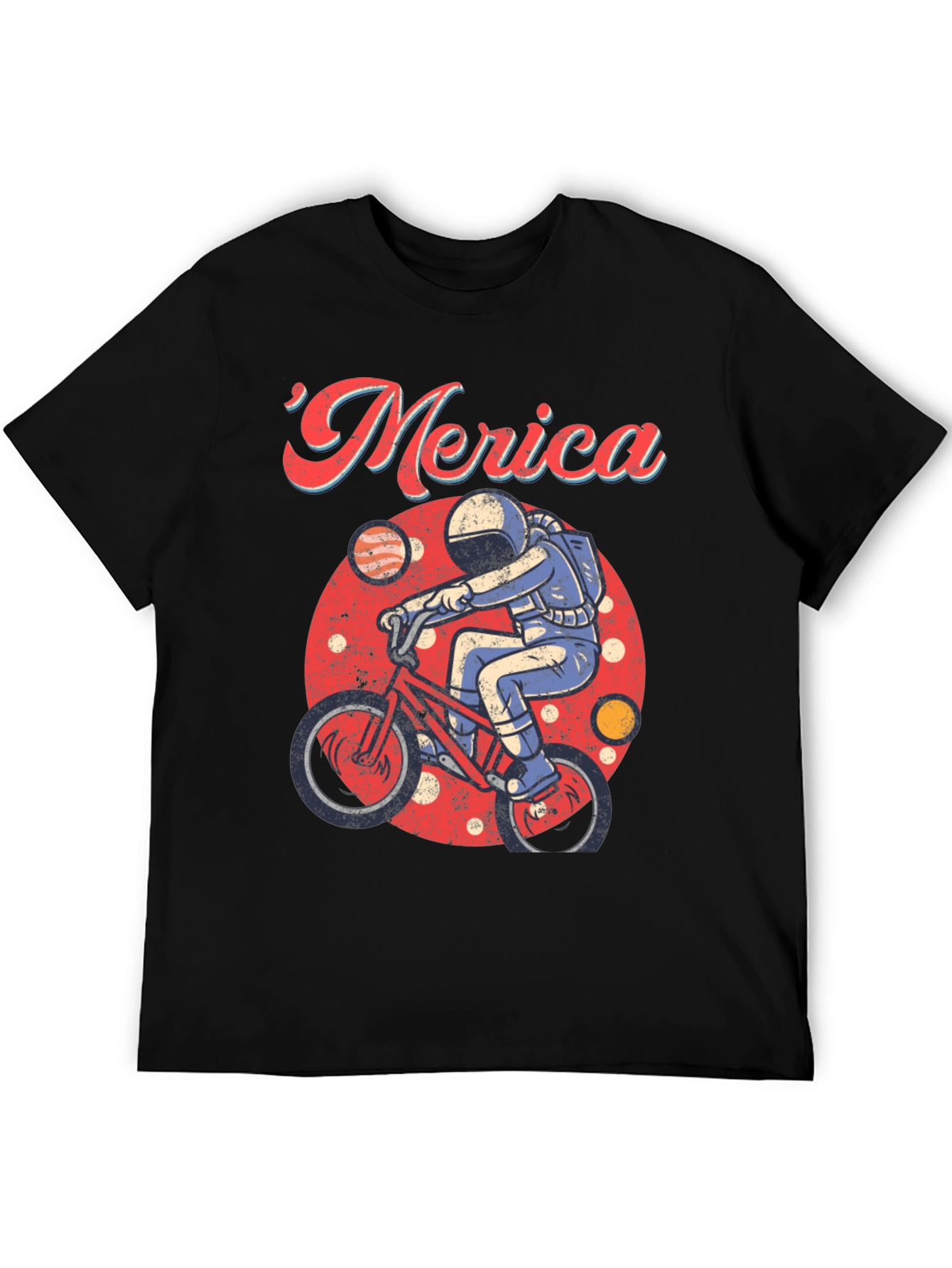Retro Merica Spaceman on Bike T-Shirt