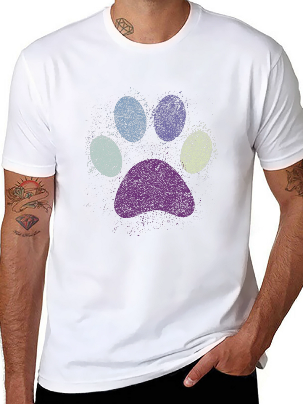 Paw Print Graphic Black T-Shirt