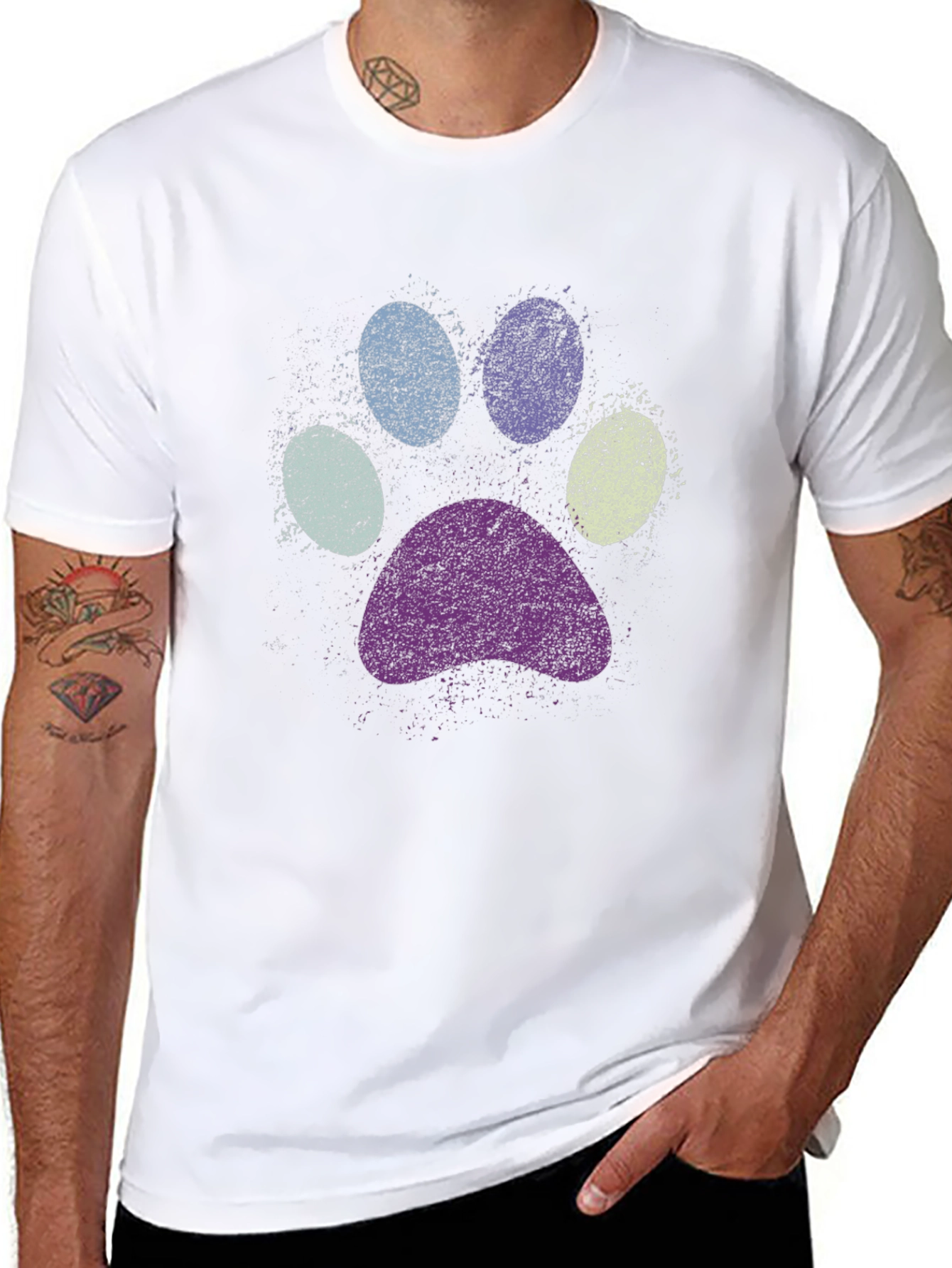 Paw Print Graphic Black T-Shirt