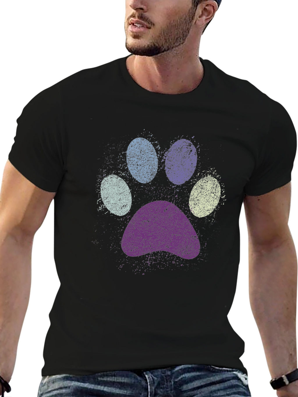 Paw Print Graphic Black T-Shirt