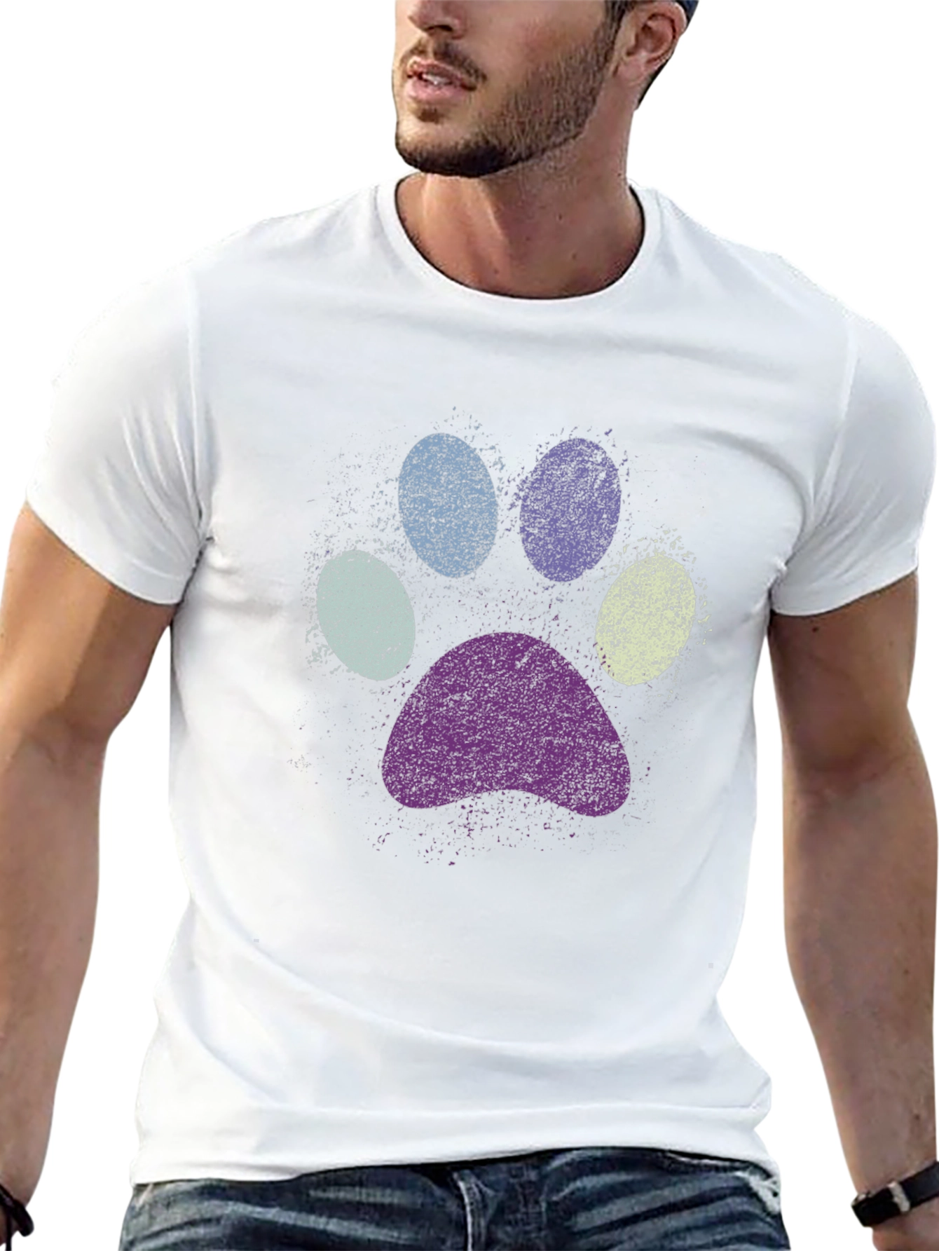 Paw Print Graphic Black T-Shirt