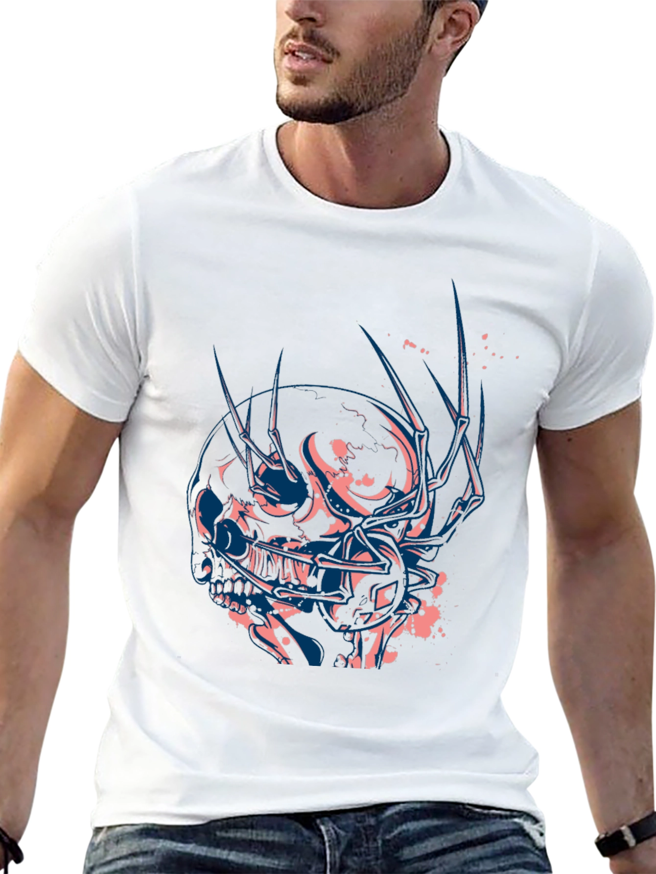 Edgy Skull Graphic Black T-Shirt