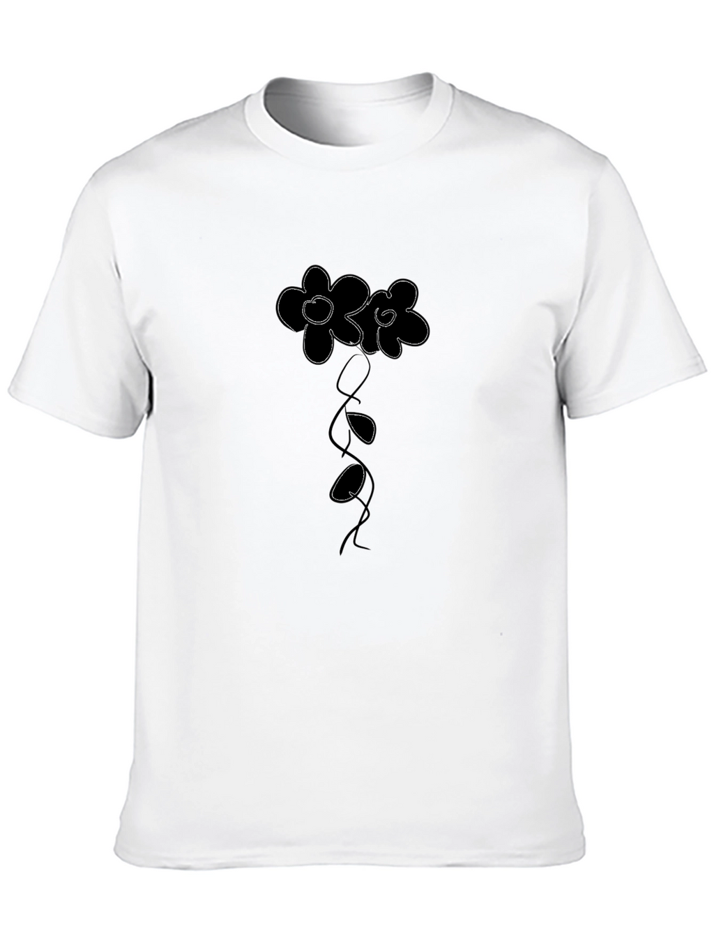 Minimalist Flower Graphic Black T-Shirt