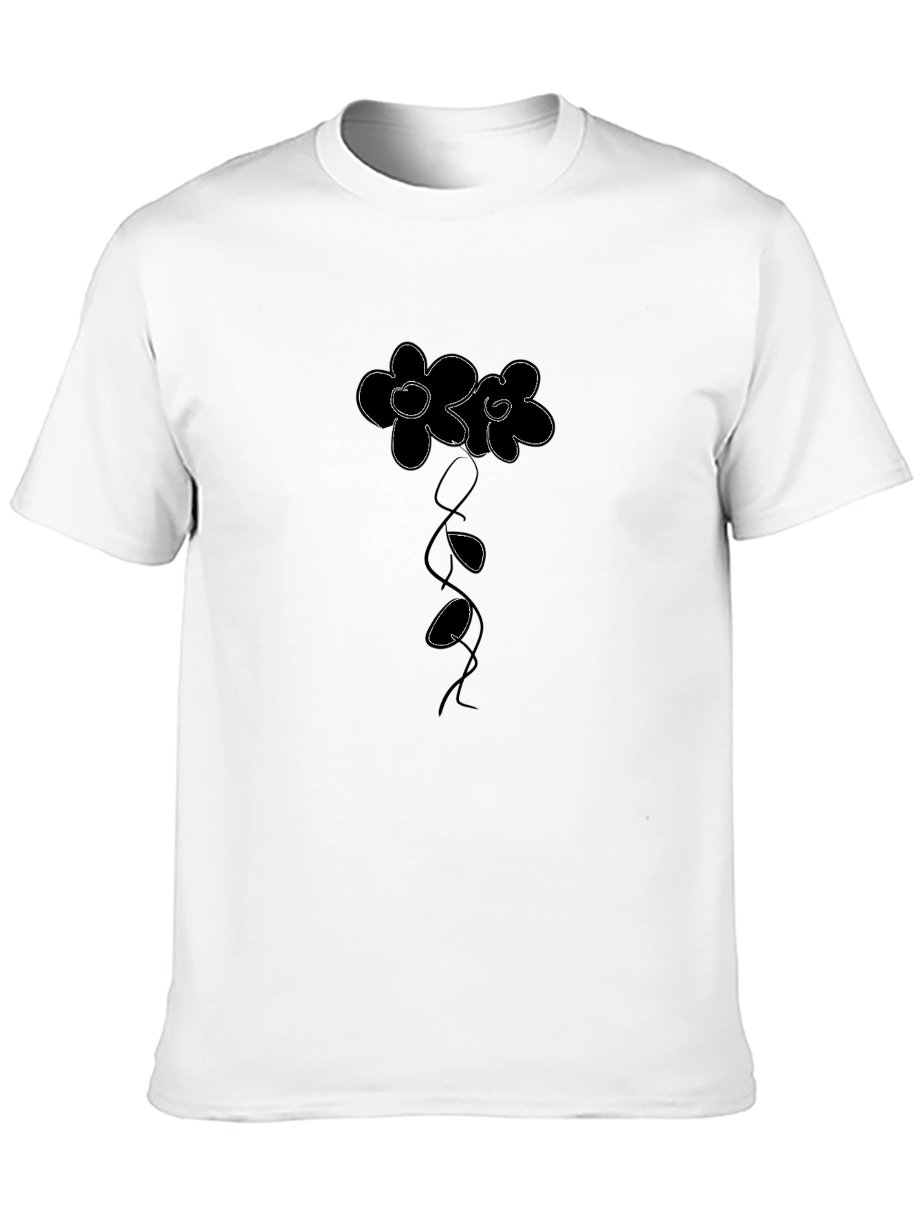 Minimalist Flower Graphic Black T-Shirt