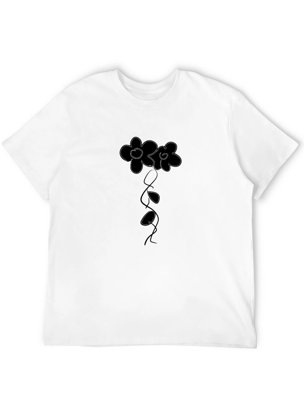Minimalist Flower Graphic Black T-Shirt