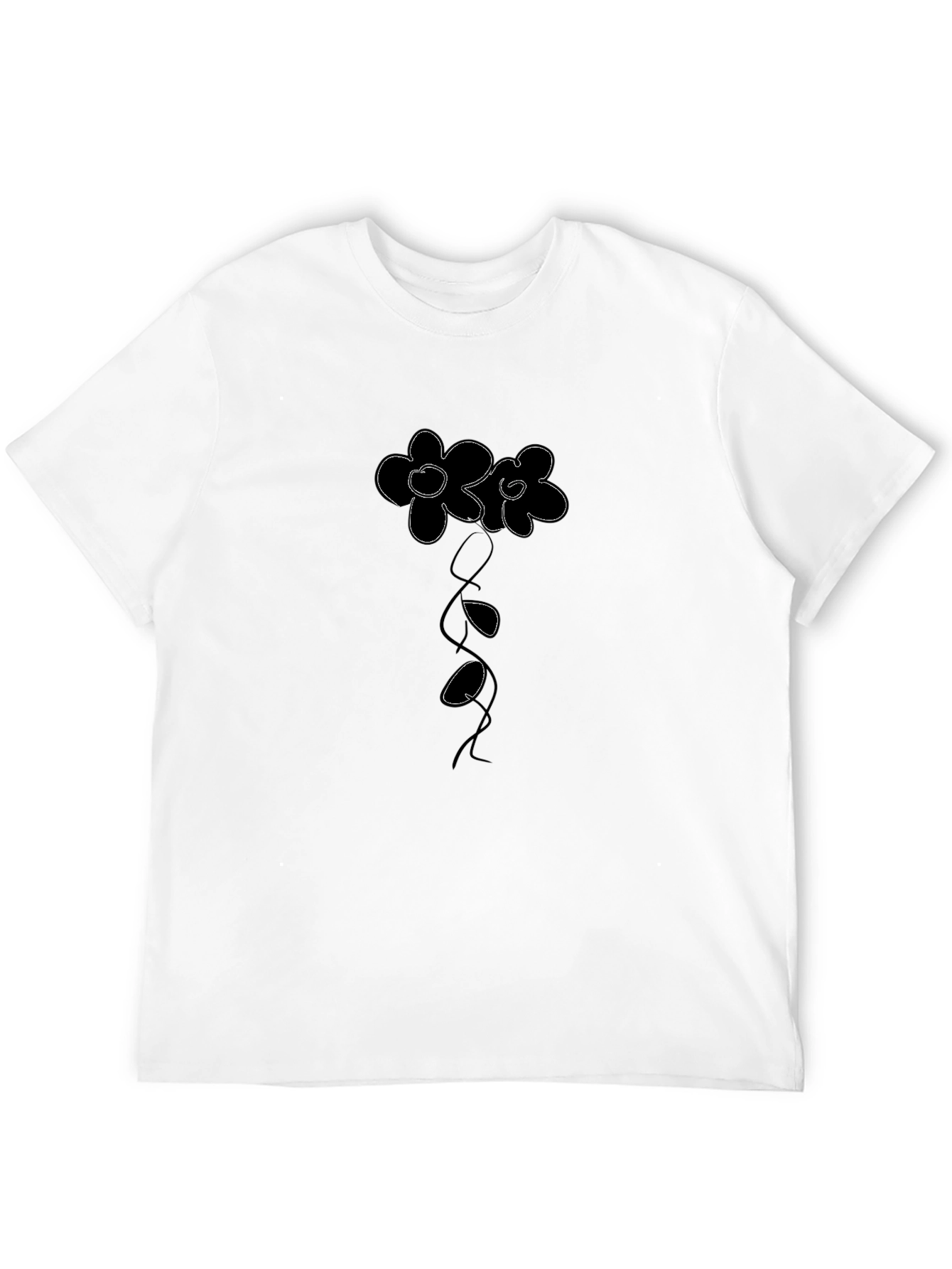 Minimalist Flower Graphic Black T-Shirt
