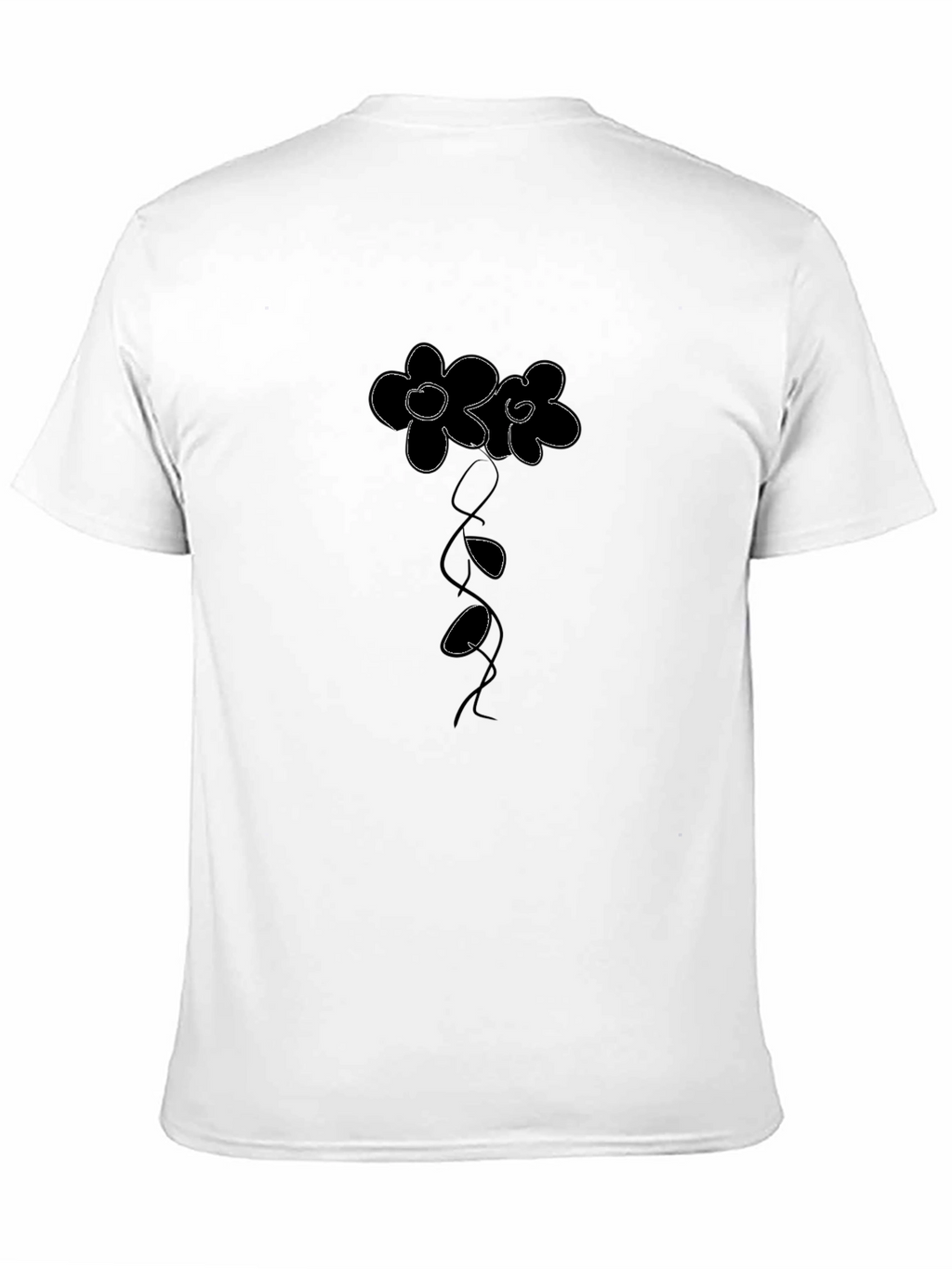 Minimalist Flower Graphic Black T-Shirt