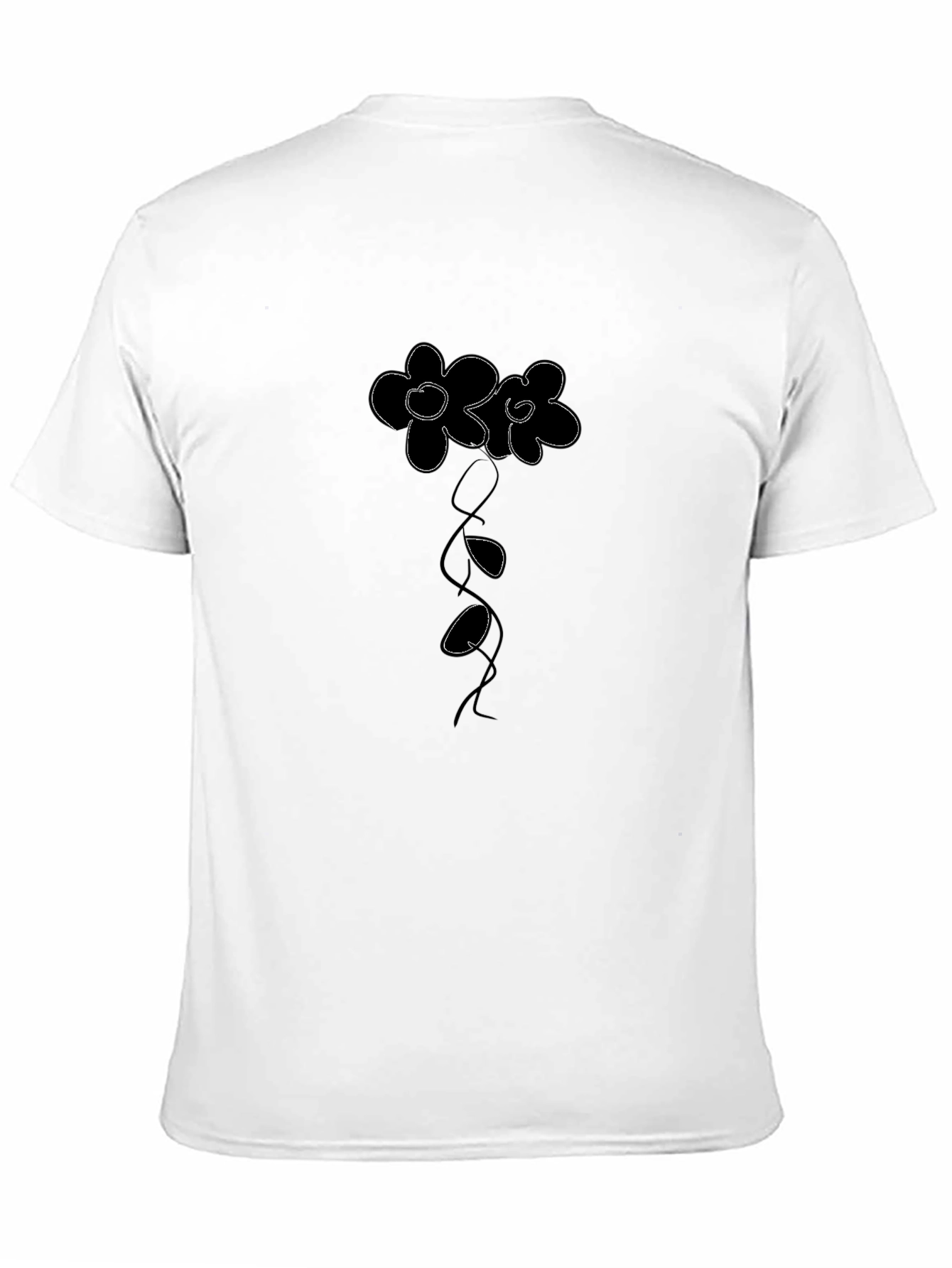 Minimalist Flower Graphic Black T-Shirt