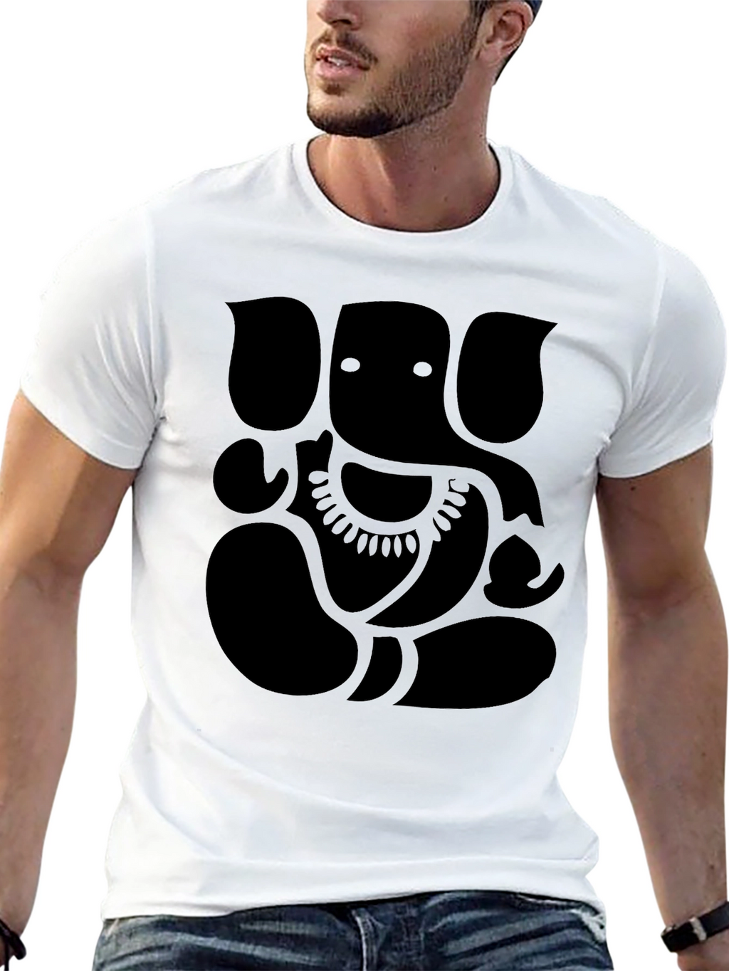 Ganesh Graphic Print Mens Black T-Shirt