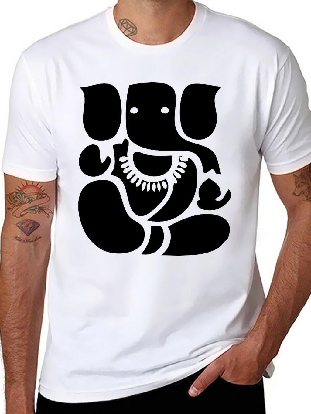 Ganesh Graphic Print Mens Black T-Shirt