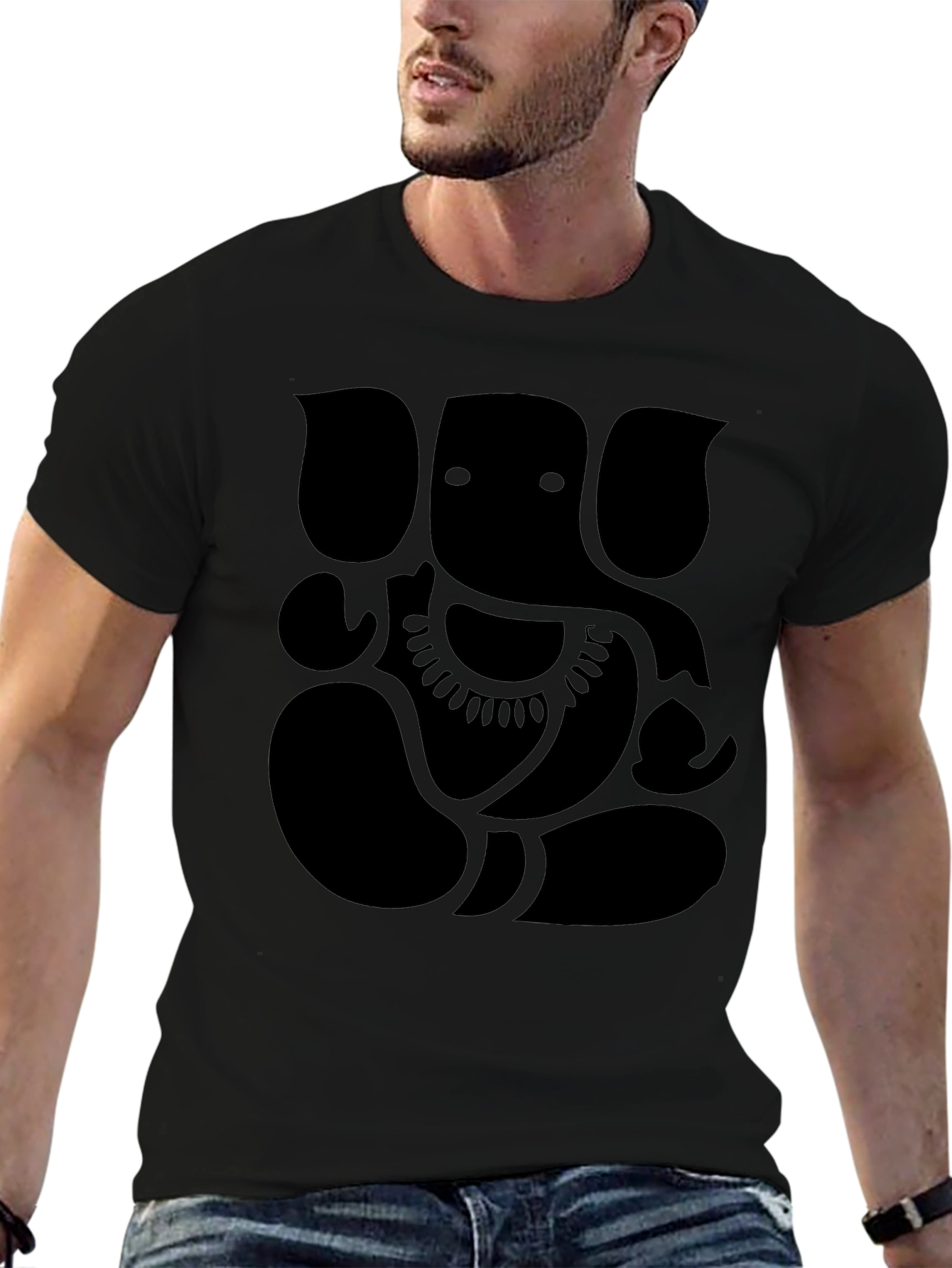 Ganesh Graphic Print Mens Black T-Shirt