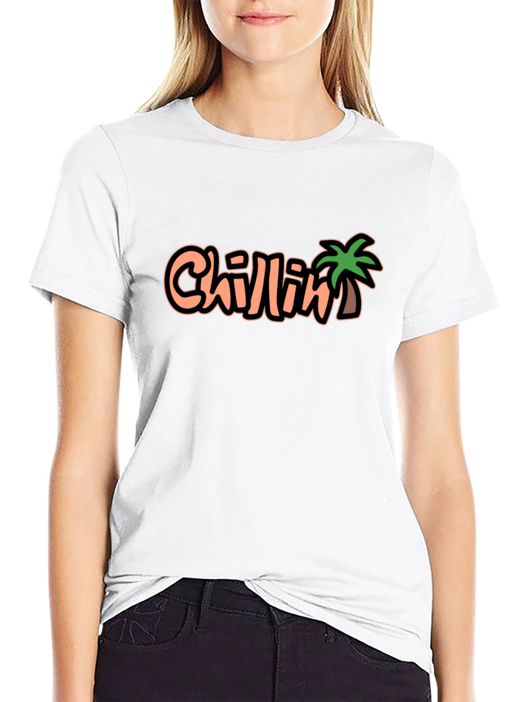 Chillin Palm Tree Graphic Black T-Shirt