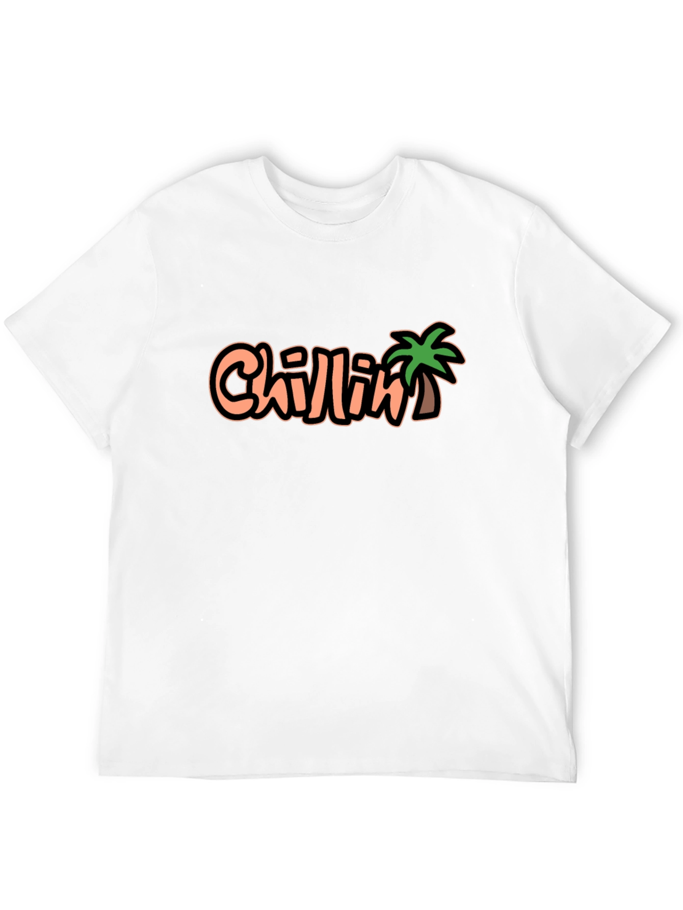Chillin Palm Tree Graphic Black T-Shirt