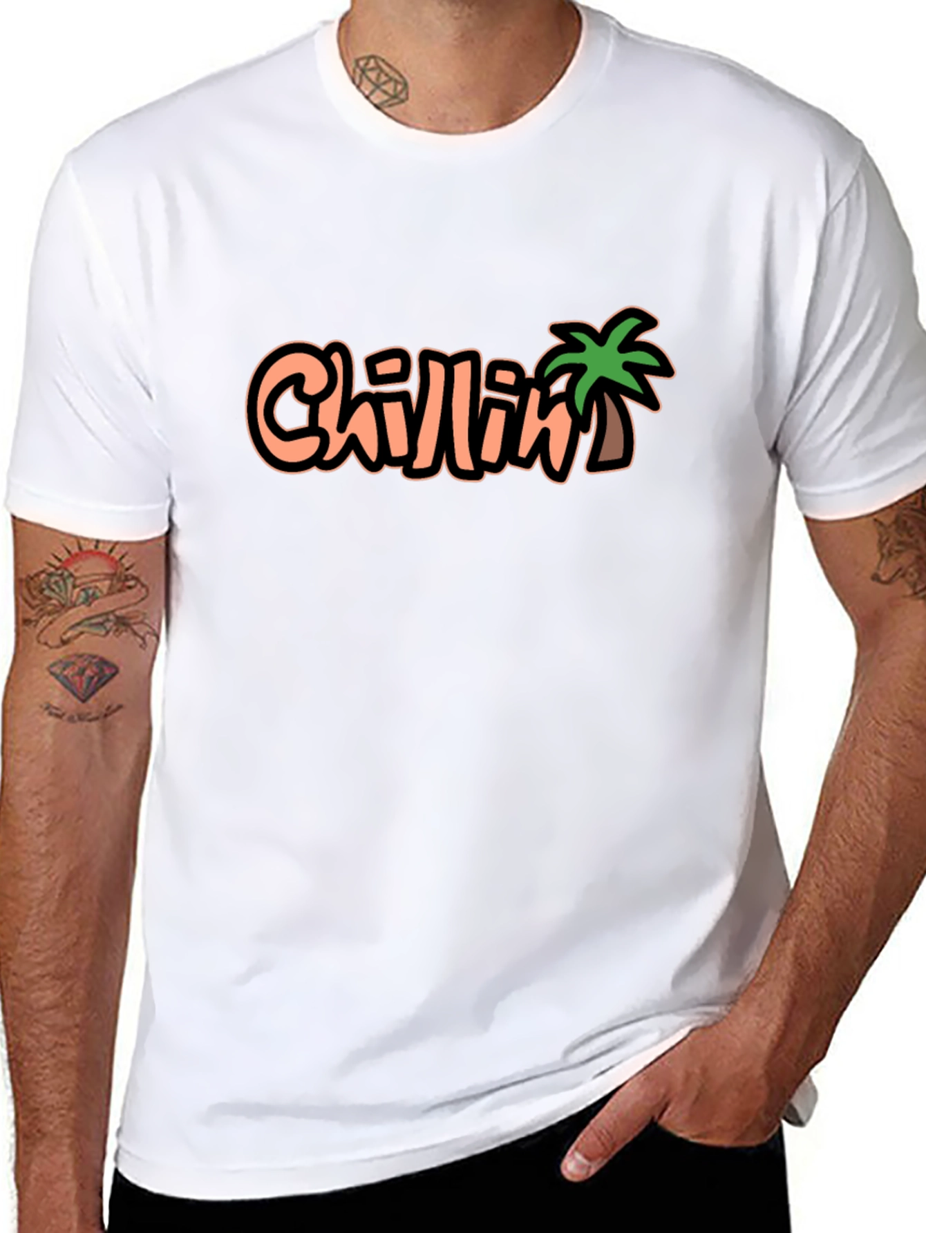 Chillin Palm Tree Graphic Black T-Shirt