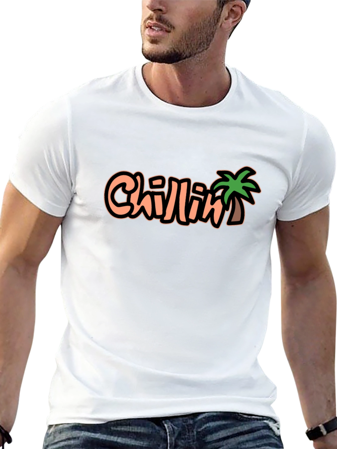 Chillin Palm Tree Graphic Black T-Shirt