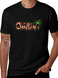 Chillin Palm Tree Graphic Black T-Shirt