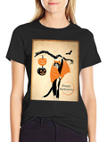 Halloween Cat T-Shirt Bat Costume Pumpkins