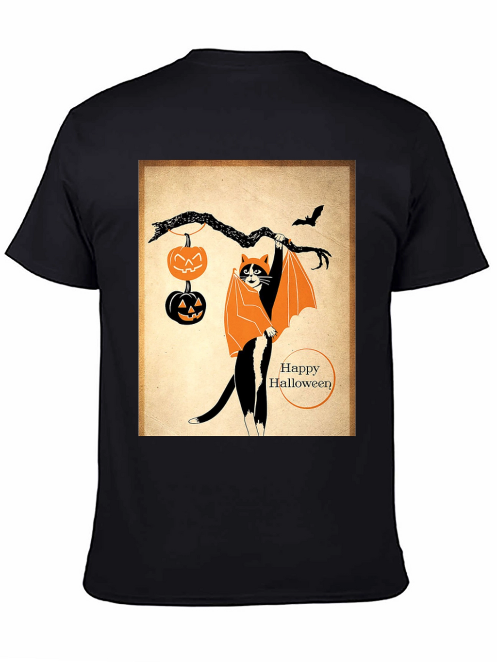 Halloween Cat T-Shirt Bat Costume Pumpkins