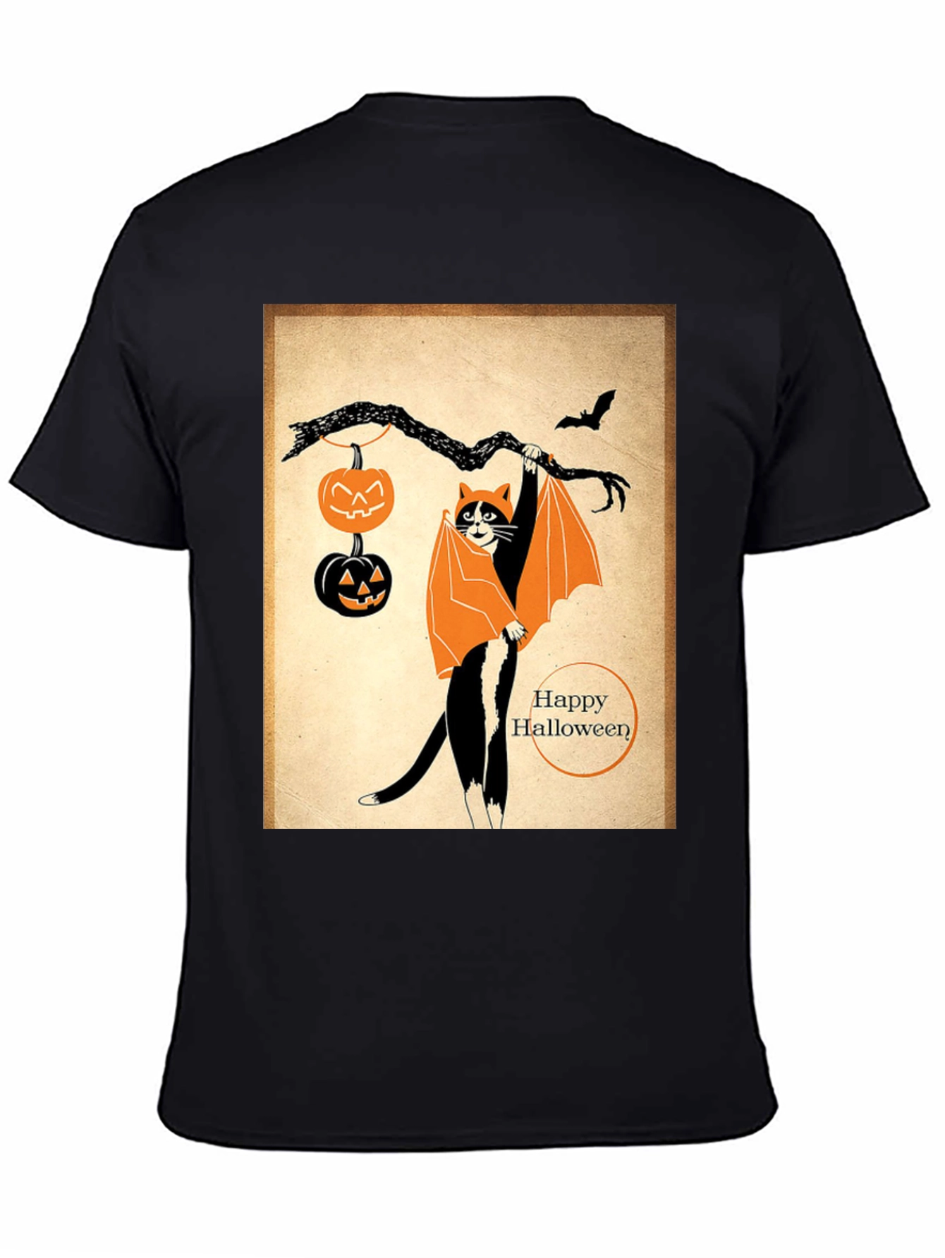Halloween Cat T-Shirt Bat Costume Pumpkins