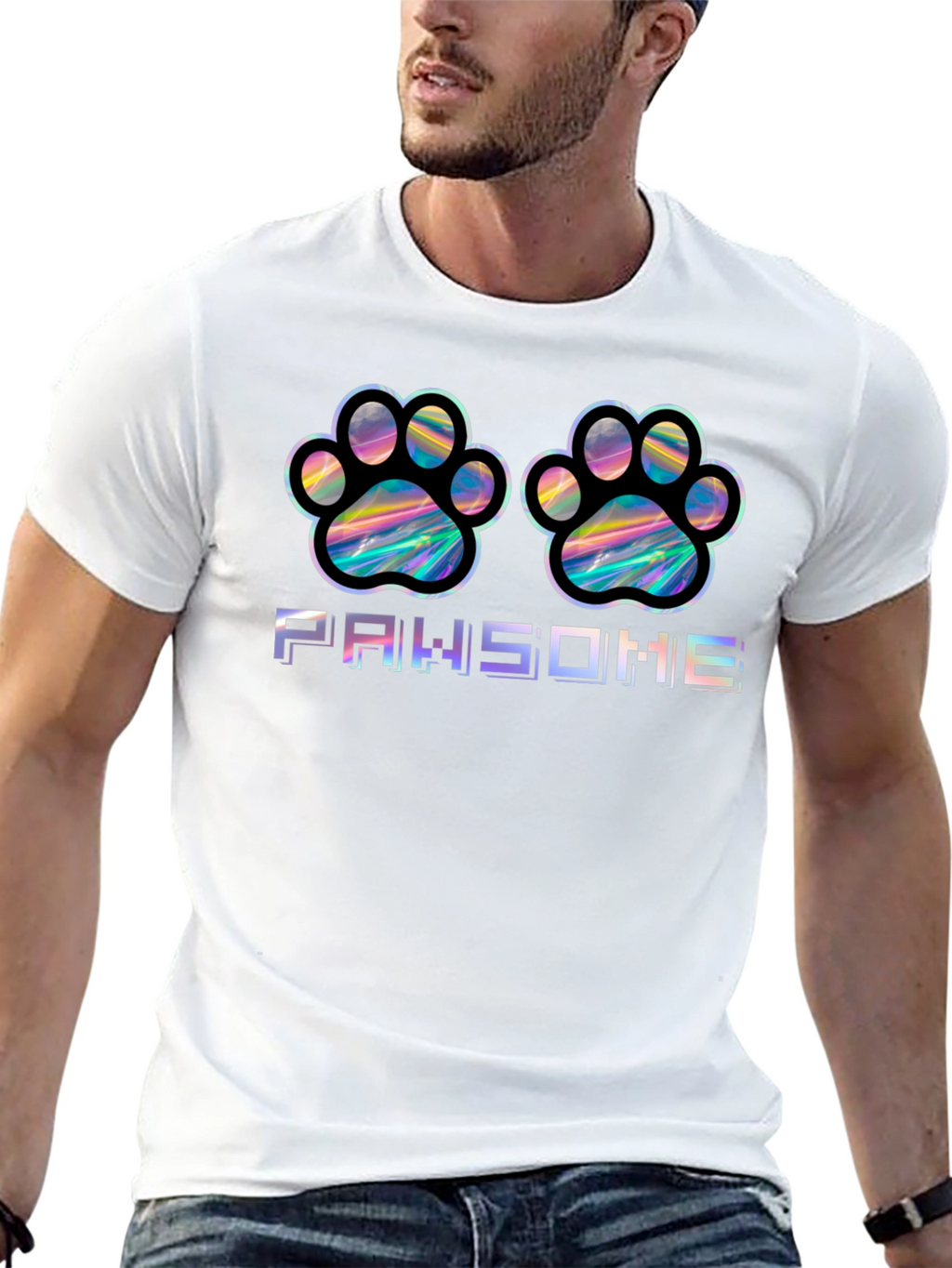 Pawsome Holographic Paw Print T-Shirt