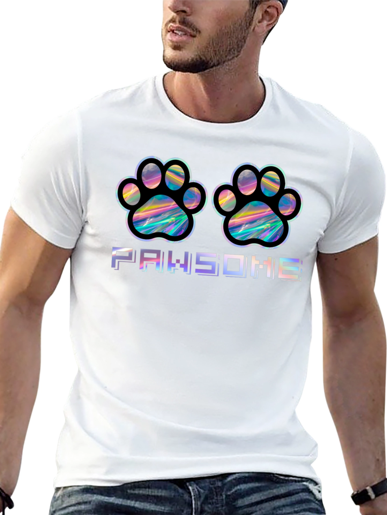 Pawsome Holographic Paw Print T-Shirt