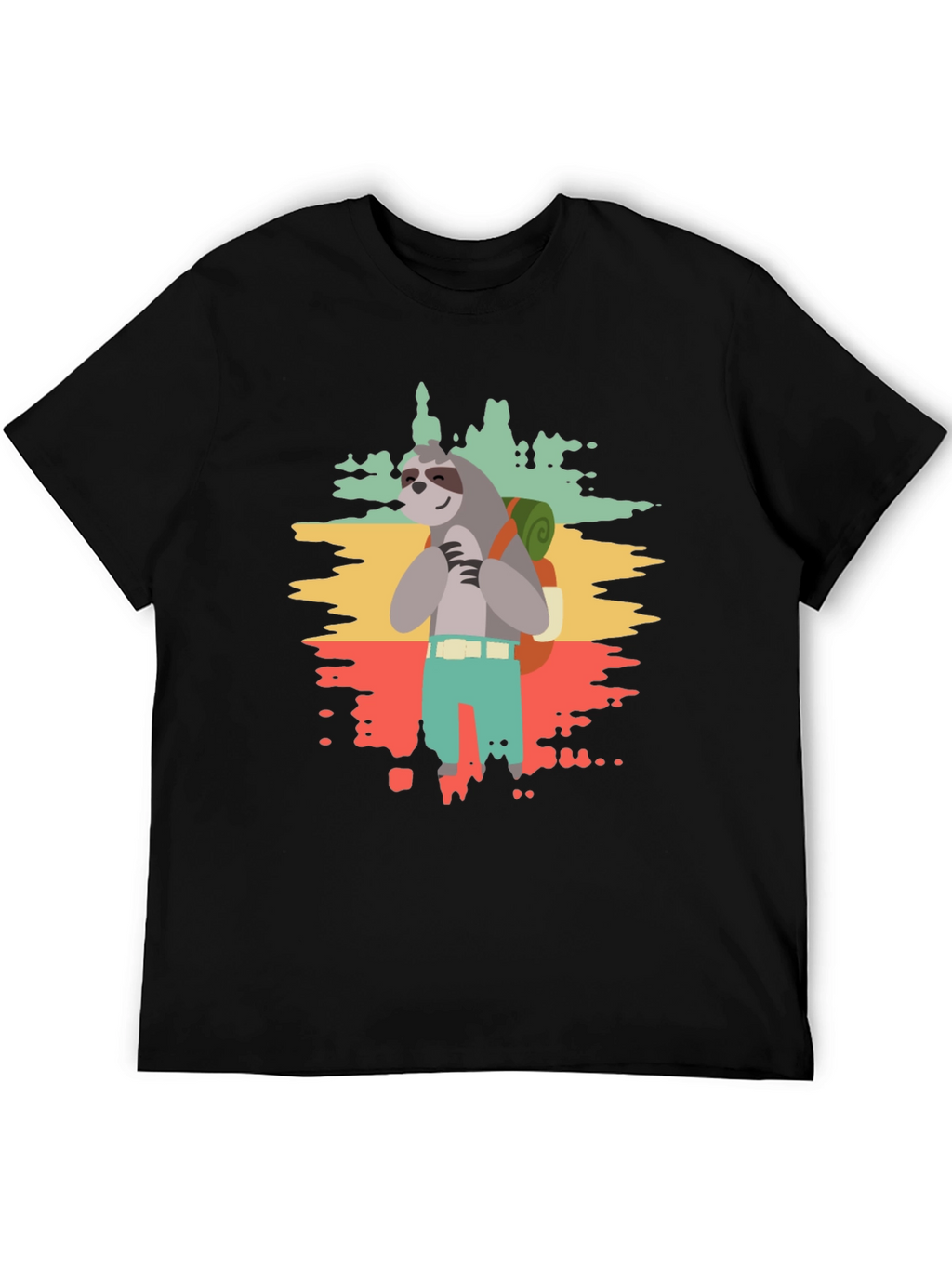 Sloth Hiker Graphic Tee - Mens Black T-Shirt