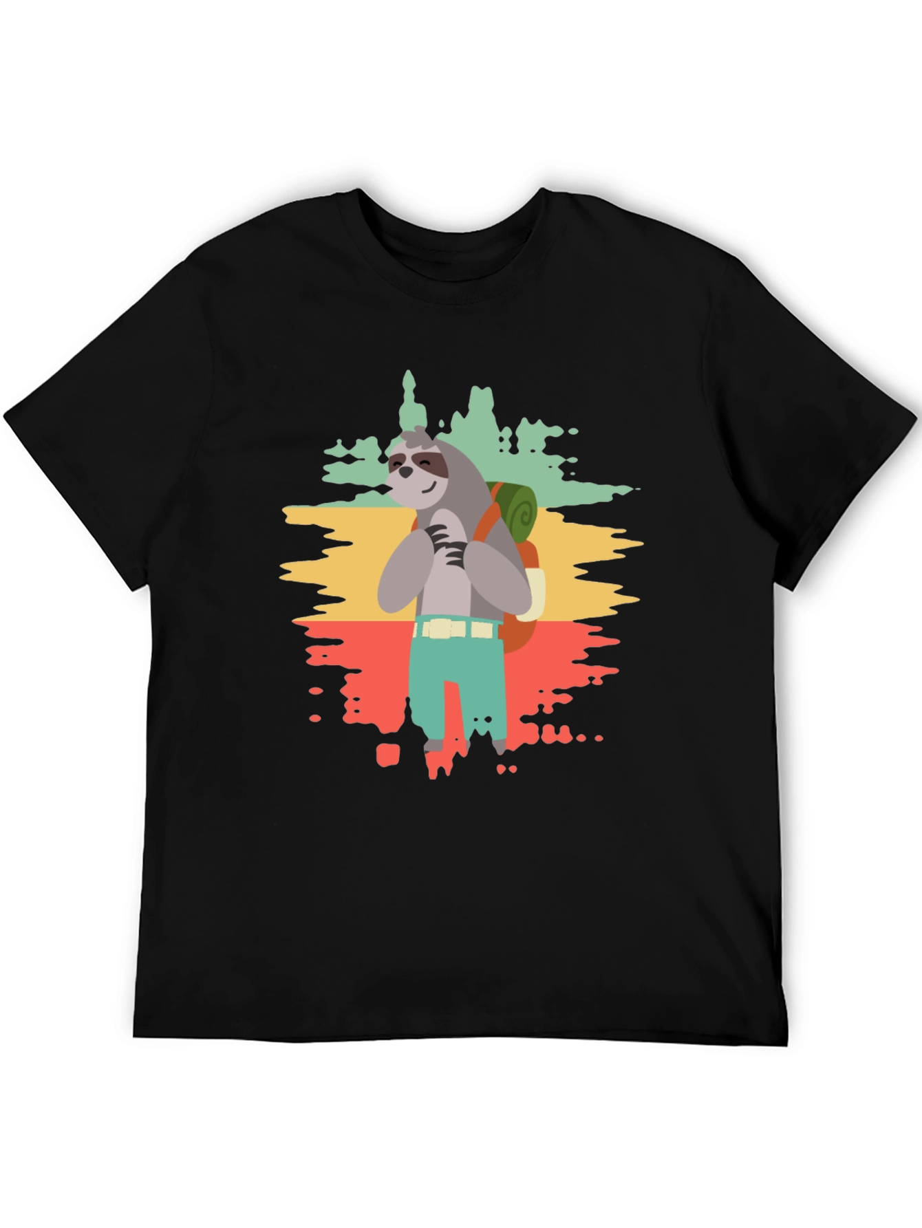 Sloth Hiker Graphic Tee - Mens Black T-Shirt