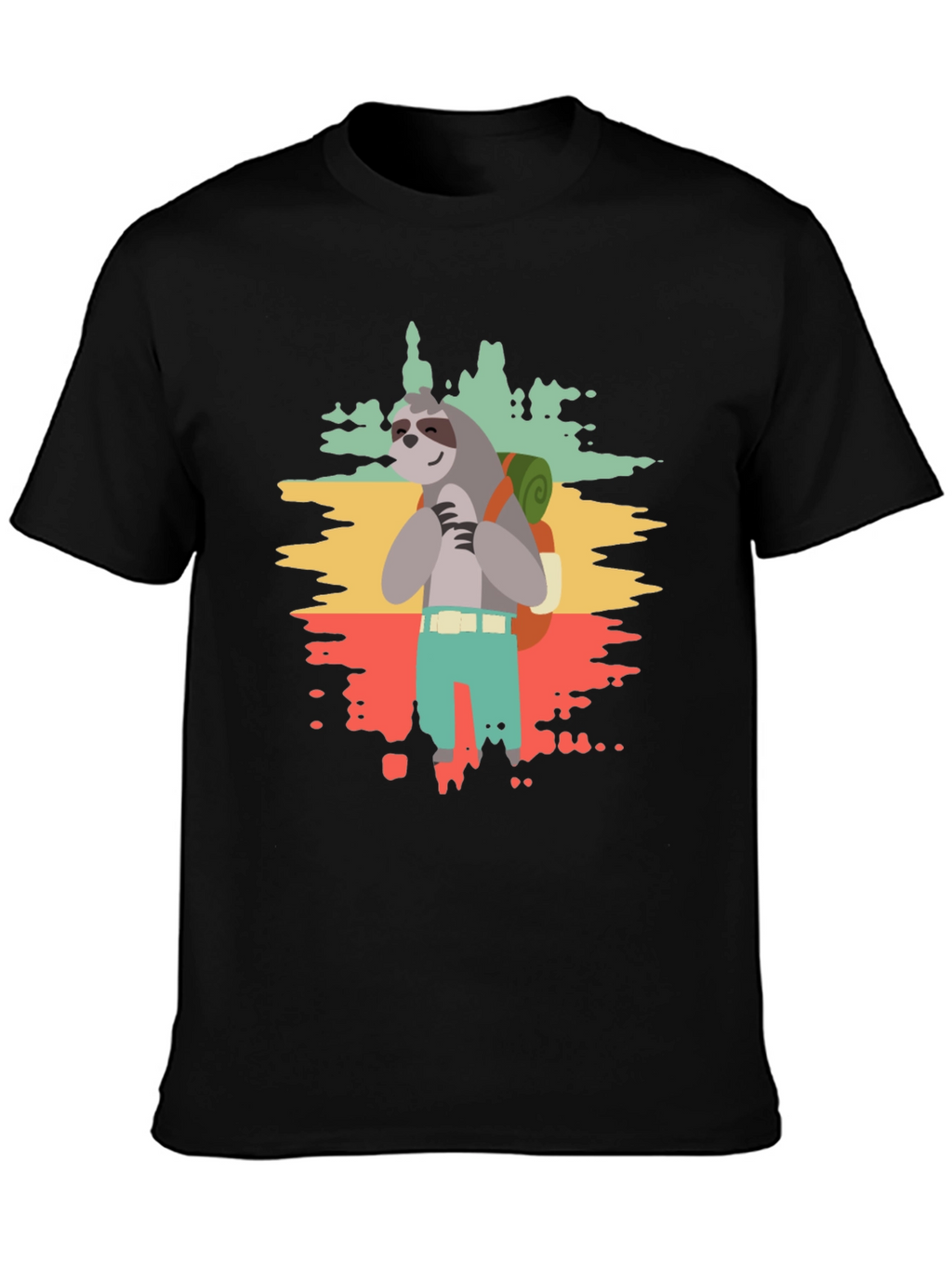Sloth Hiker Graphic Tee - Mens Black T-Shirt