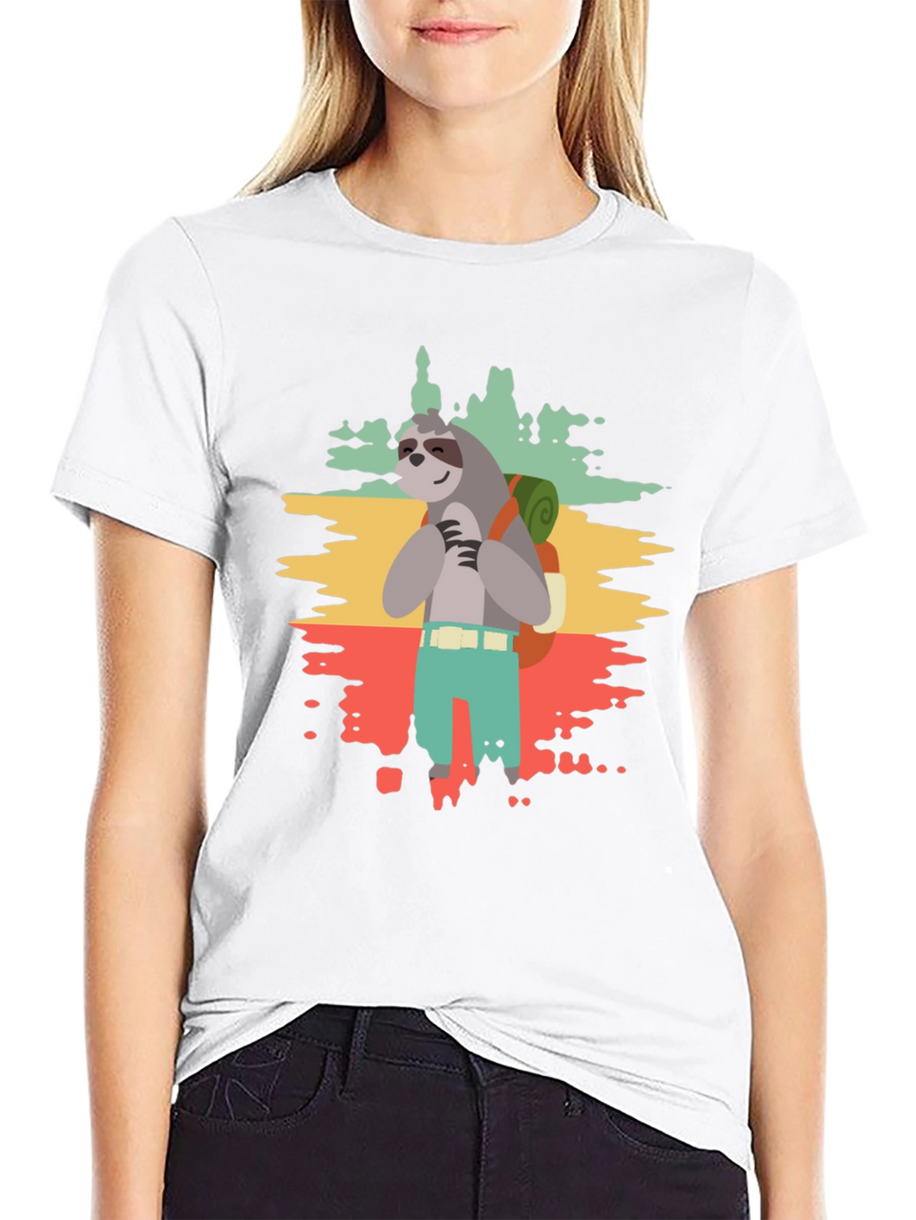 Sloth Hiker Graphic Tee - Mens Black T-Shirt