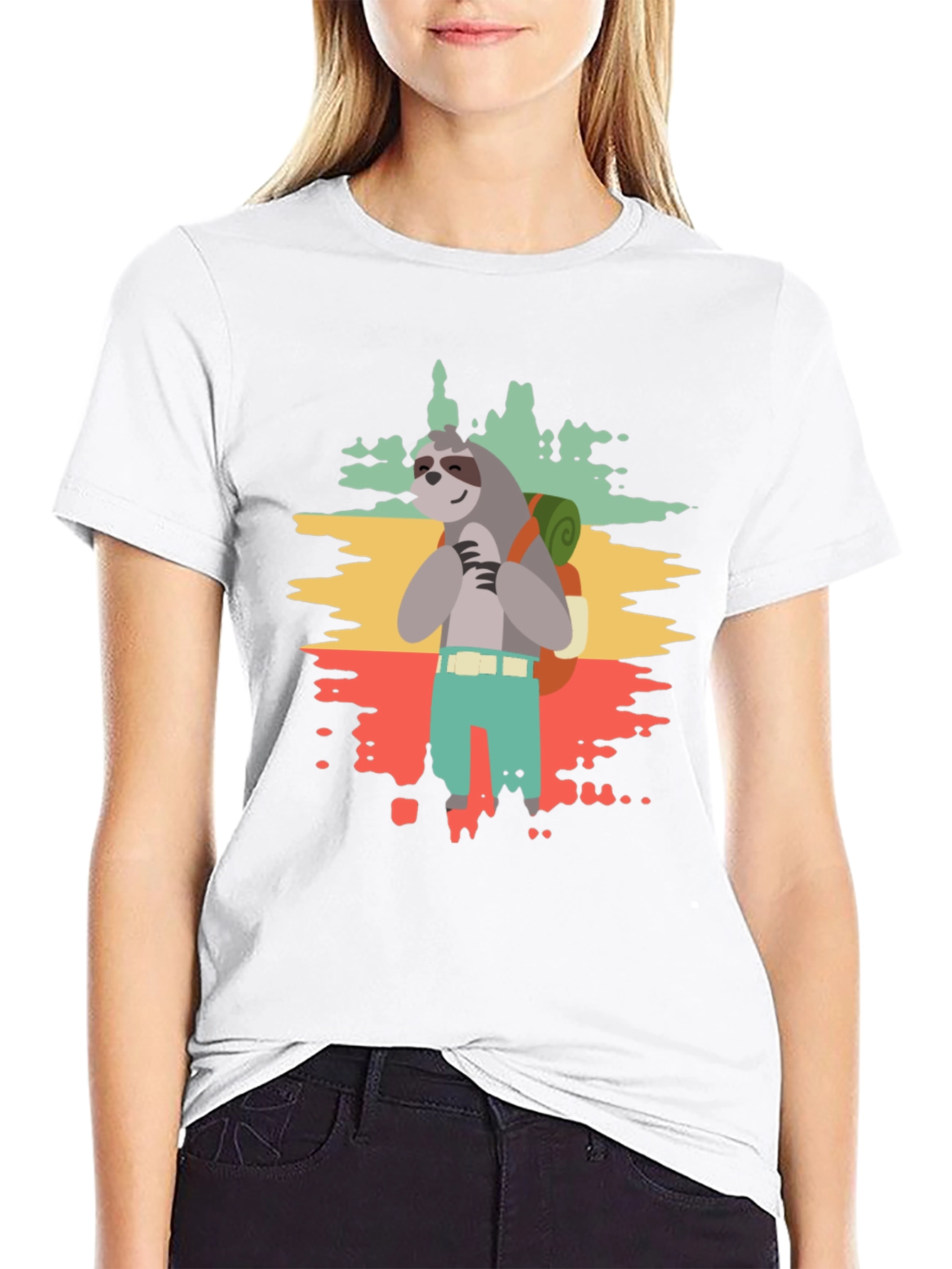 Sloth Hiker Graphic Tee - Mens Black T-Shirt