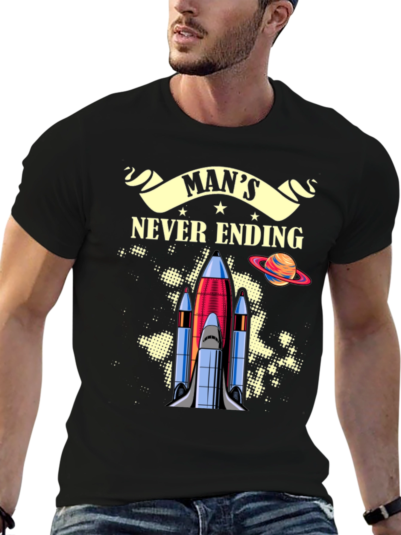 Mans Never Ending Space Mission Graphic Tee