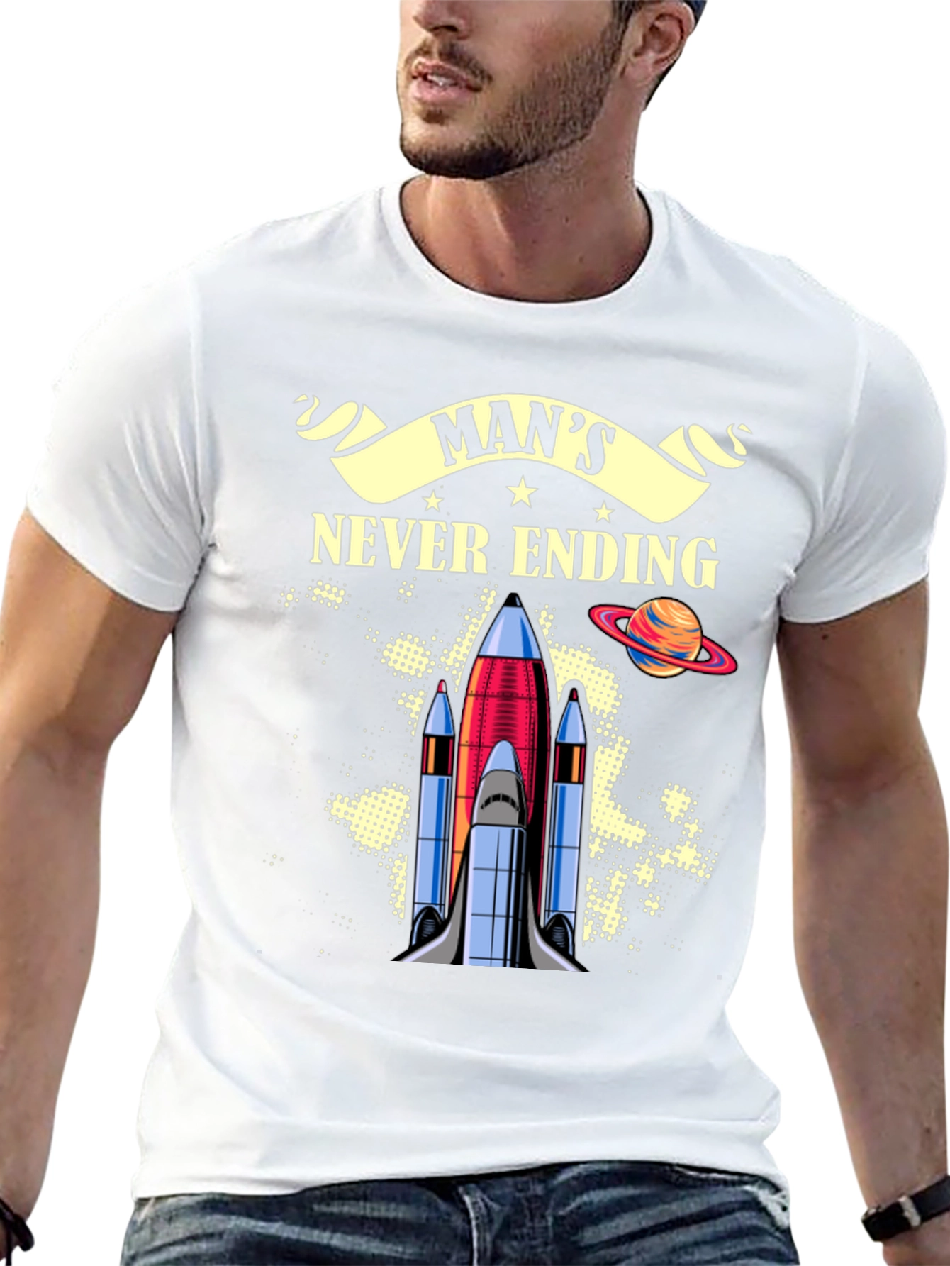 Mans Never Ending Space Mission Graphic Tee