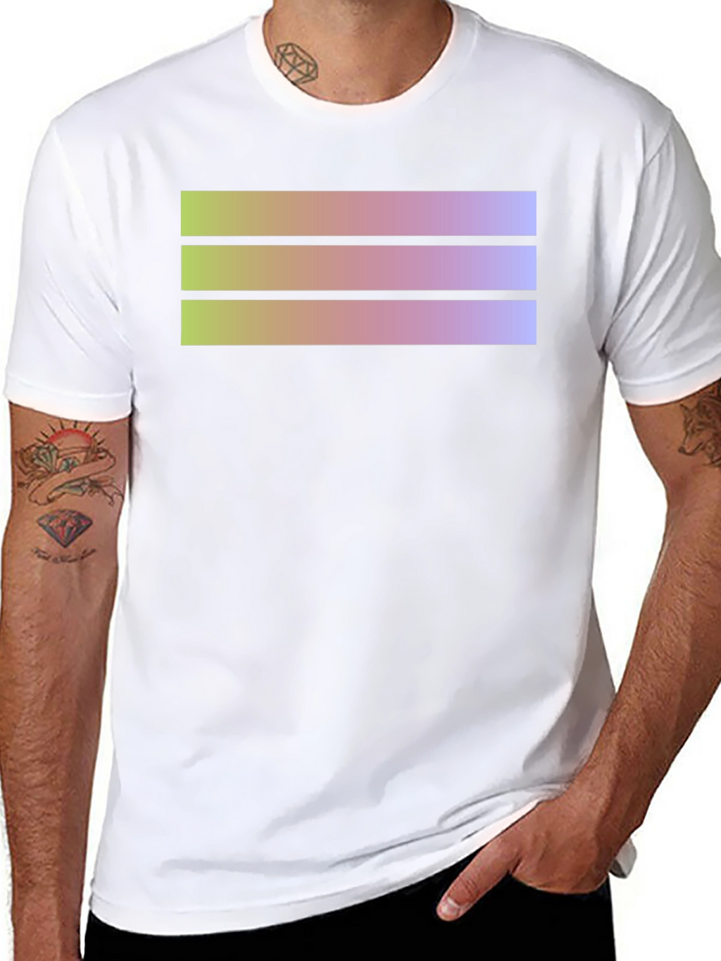 Gradient Stripe Graphic Black T-Shirt