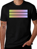 Gradient Stripe Graphic Black T-Shirt